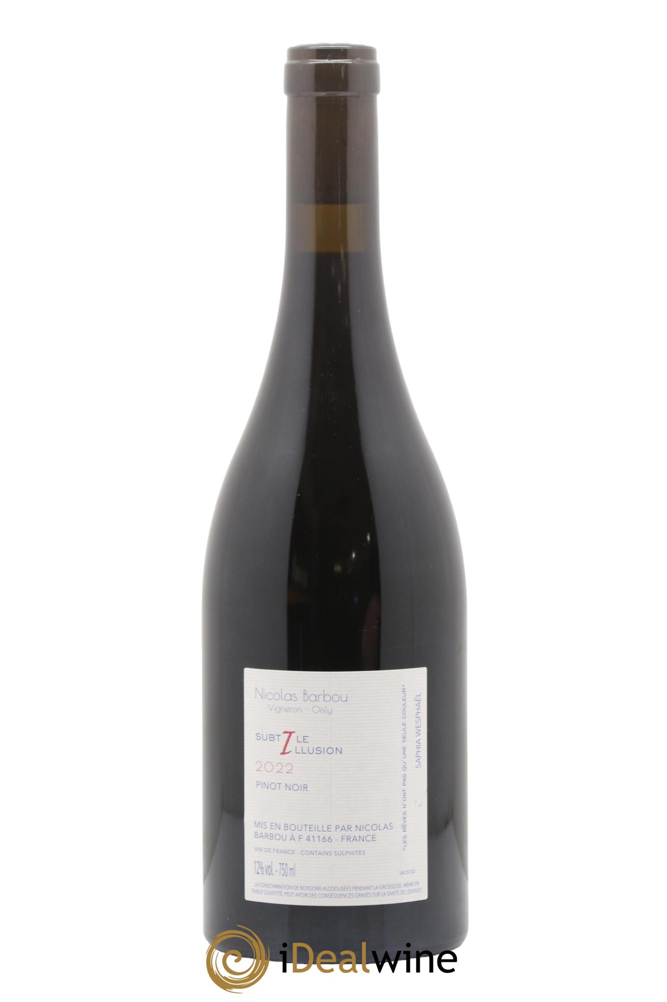Vin de France Subtile illusion Pinot Noir Nicolas Barbou 2022 - Posten von 1 Flasche - 1