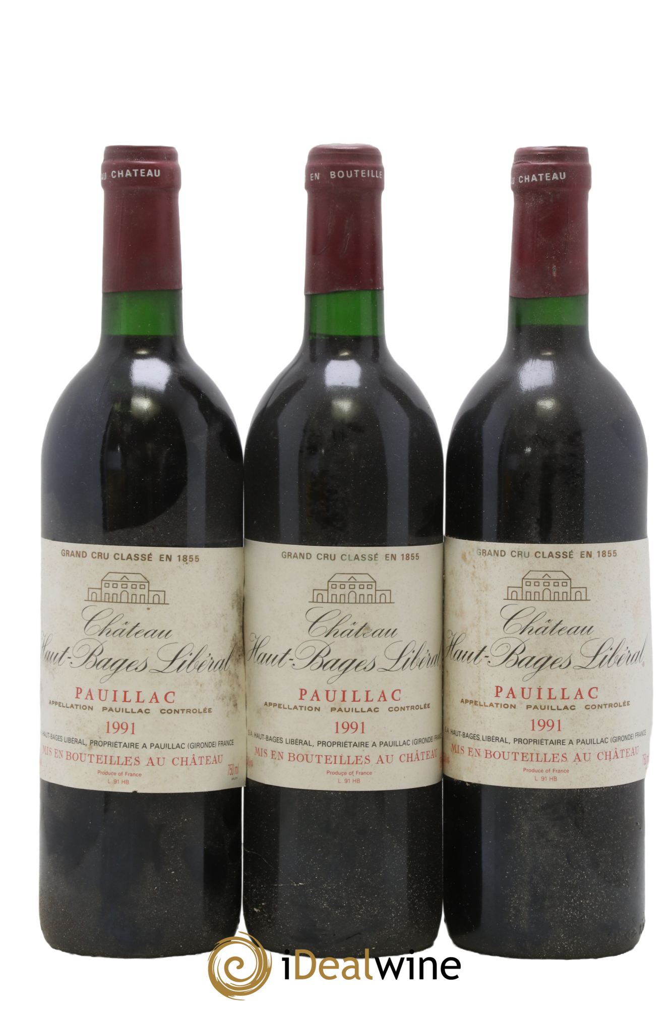 Château Haut Bages Libéral 5ème Grand Cru Classé 1991 - Lot de 3 bouteilles - 0