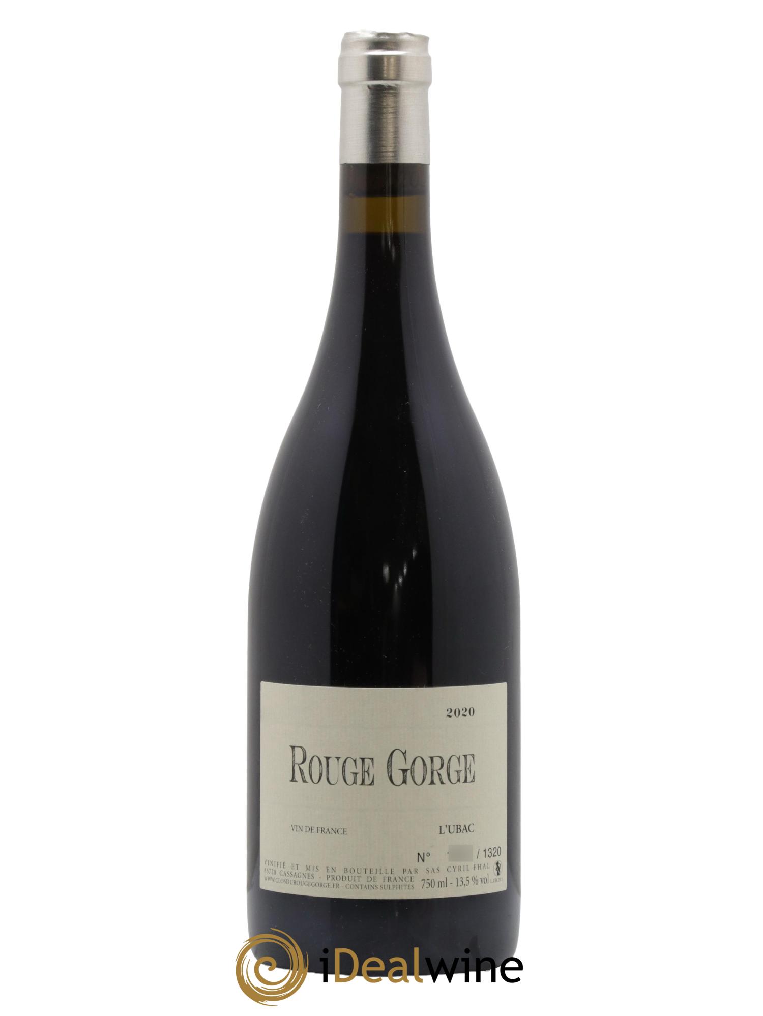Côtes Catalanes Clos du Rouge Gorge L'Ubac Cyril Fhal 2020 - Lot de 1 bouteille - 0