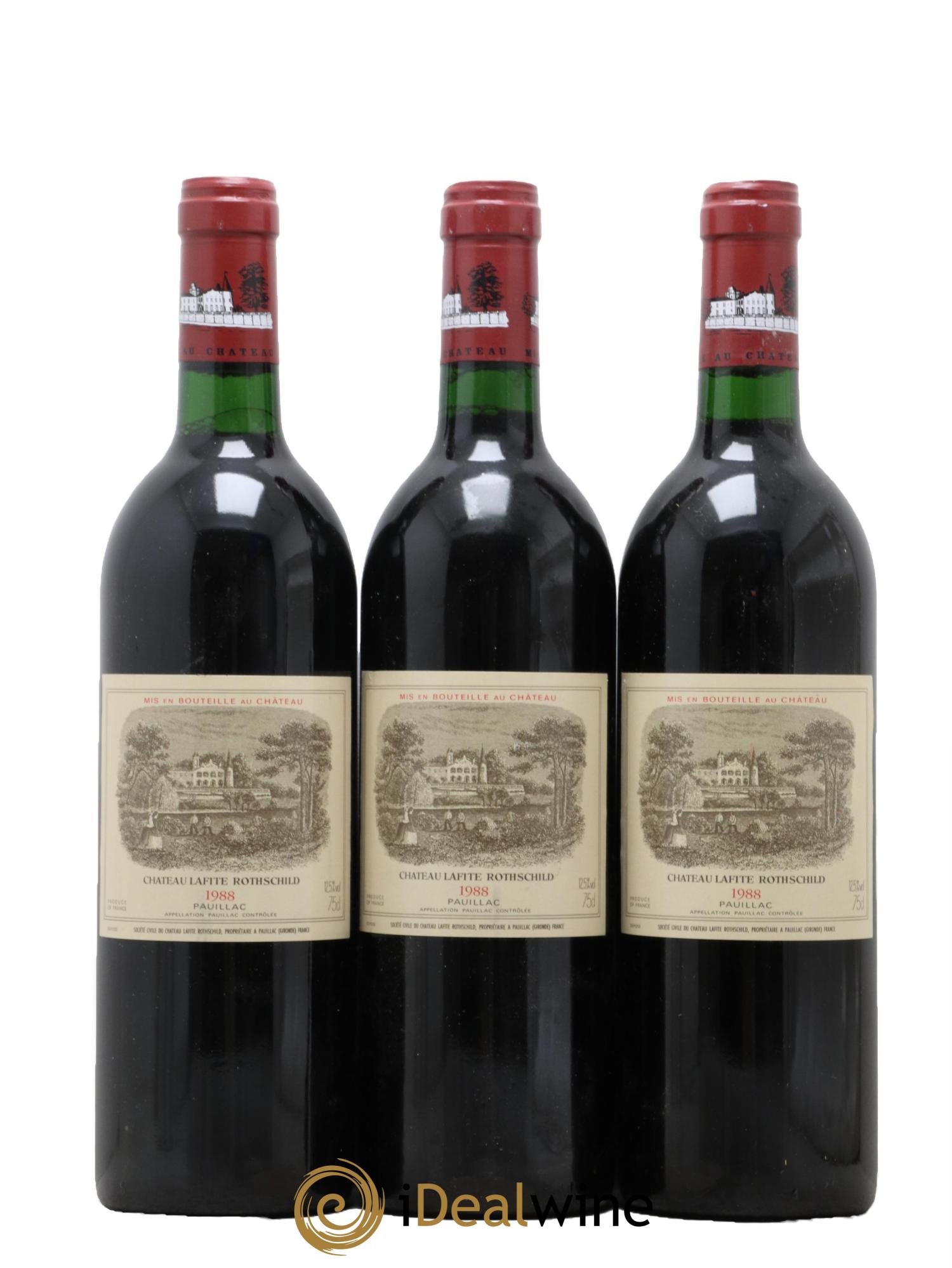 Château Lafite Rothschild 1er Grand Cru Classé 1988 - Lot de 3 bouteilles - 0