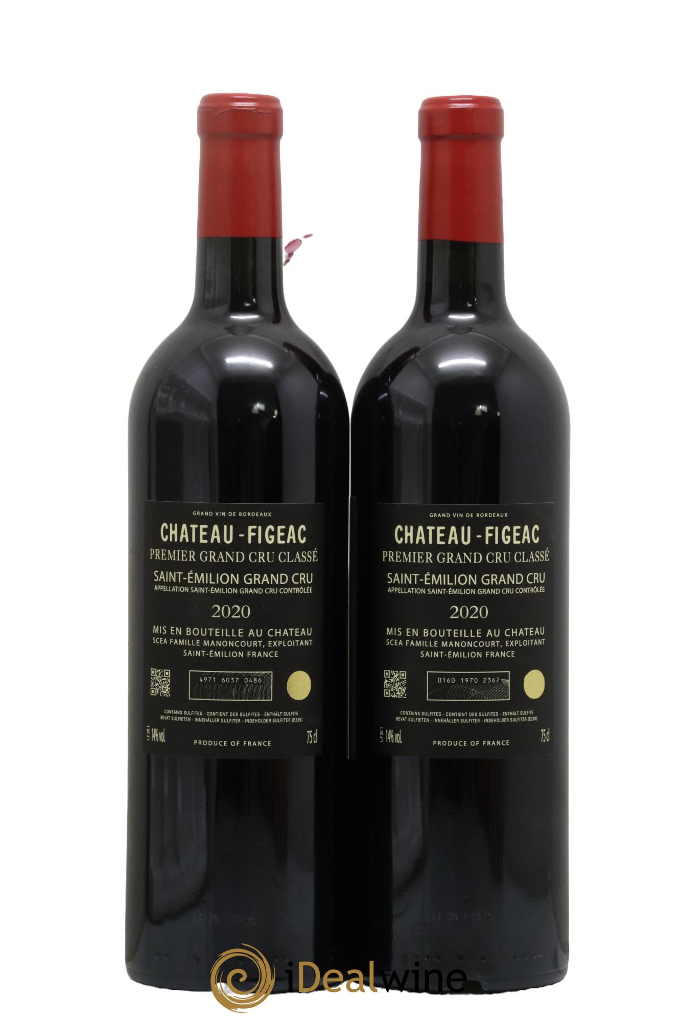Château Figeac 1er Grand Cru Classé A 2020 - Lotto di 2 bottiglie - 1