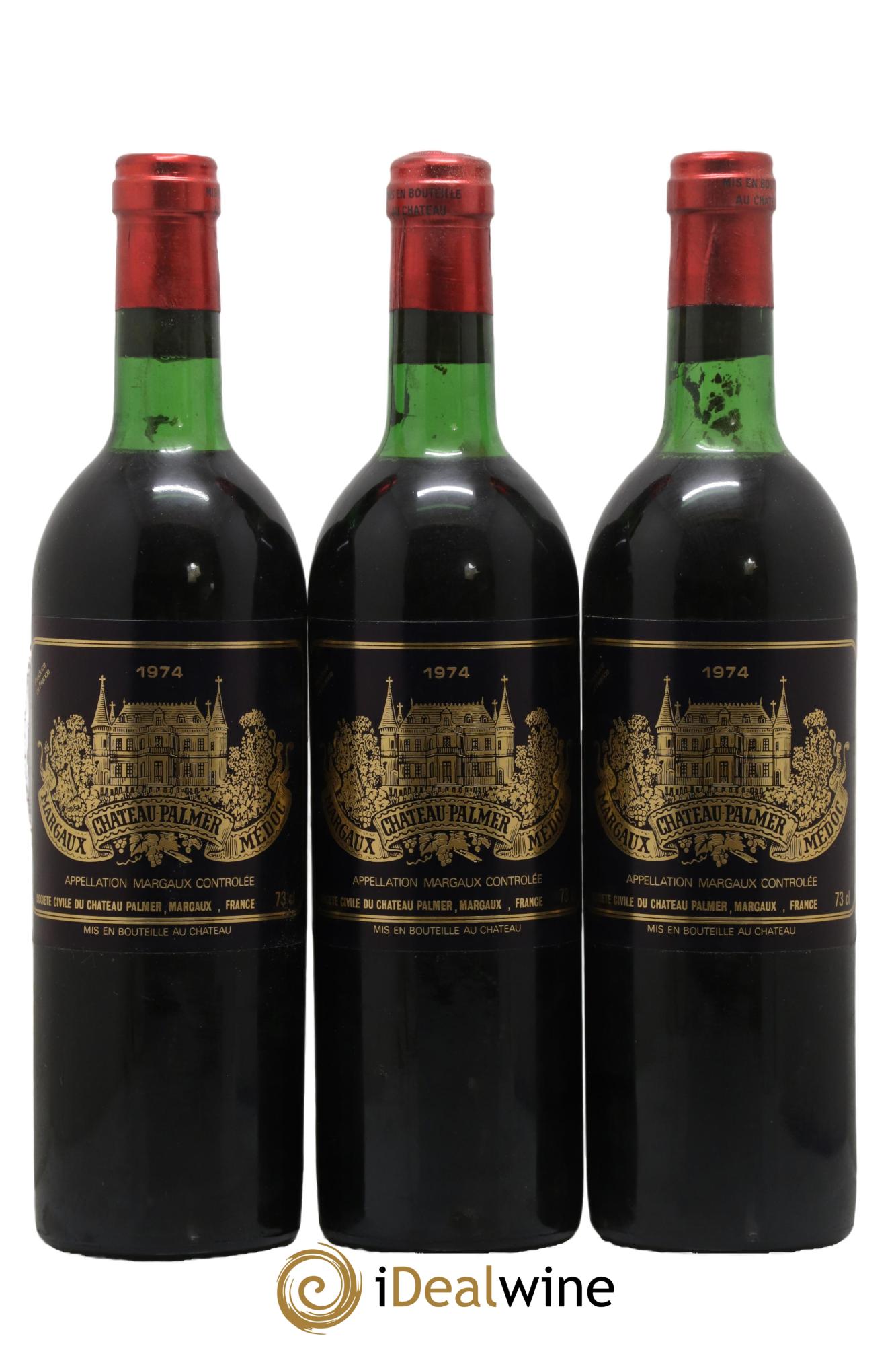 Château Palmer 3ème Grand Cru Classé 1974 - Lot de 3 bouteilles - 0
