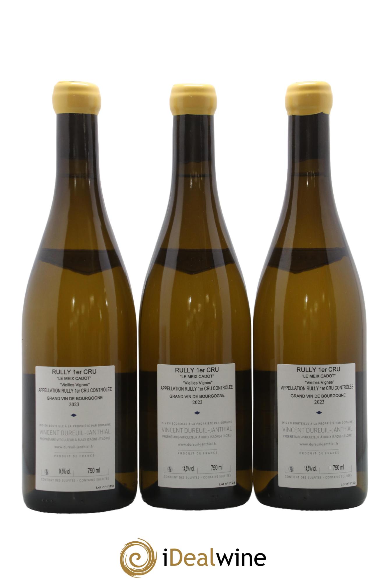 Rully 1er Cru Le Meix Cadot Vieilles Vignes Vincent Dureuil-Janthial 2023 - Lot of 3 bottles - 1