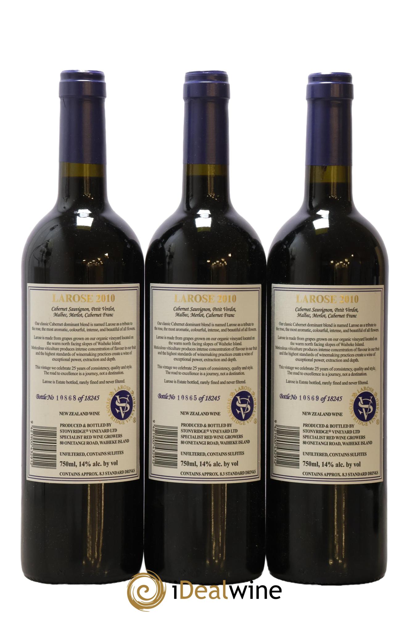 Nouvelle Zélande Larose Waiheke Island Stonyridge 2010 - Lot de 6 bouteilles - 4