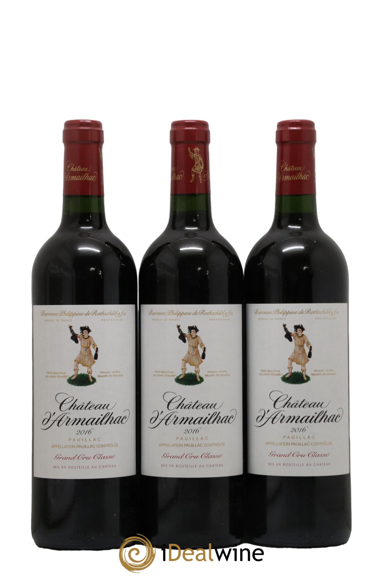 Château d' Armailhac - Mouton Baron(ne) Philippe 5ème Grand Cru Classé 2016 - Lot de 3 bouteilles - 0