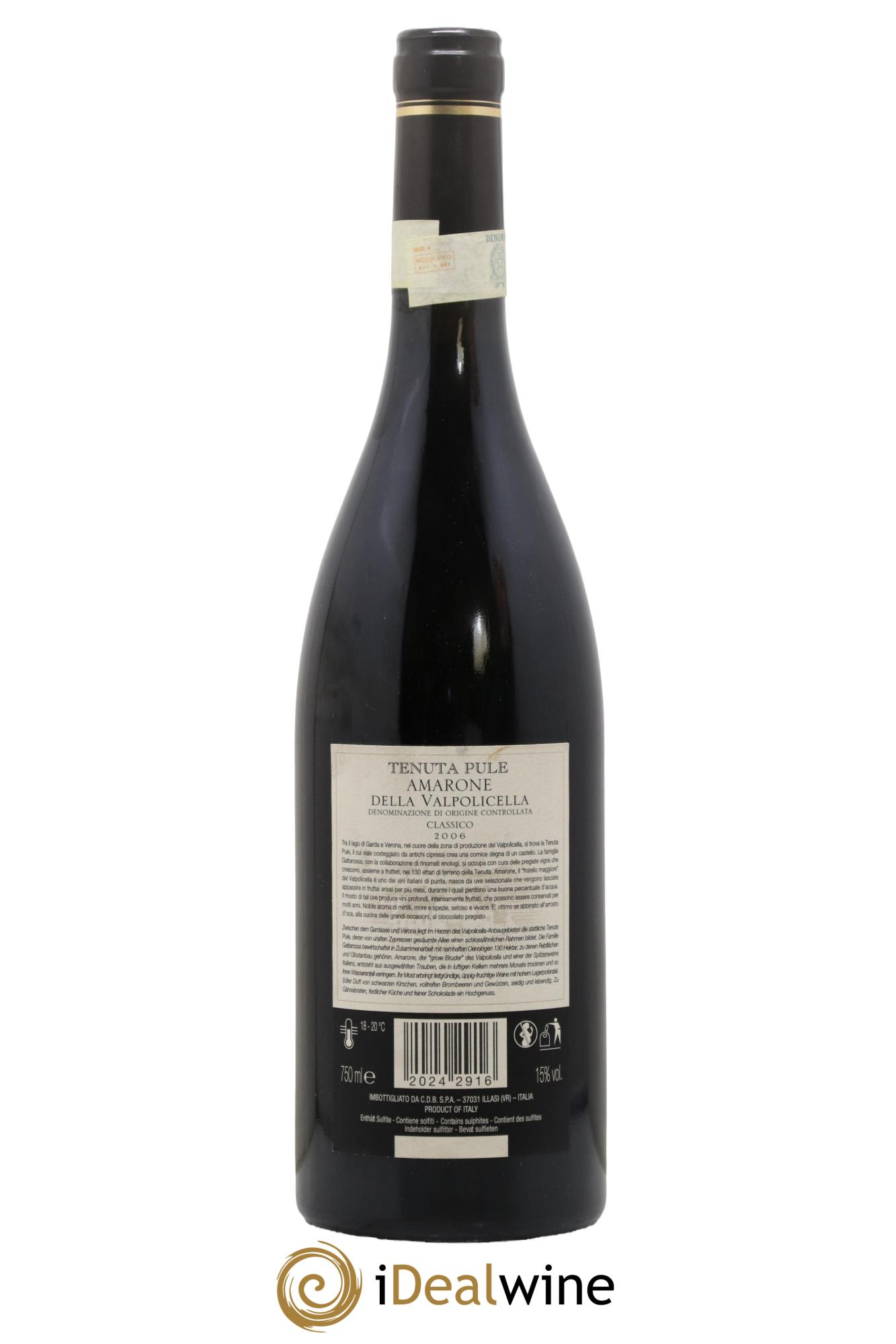 Amarone della Valpolicella DOC Classico Tenuta Pule 2006 - Lot de 1 bouteille - 1