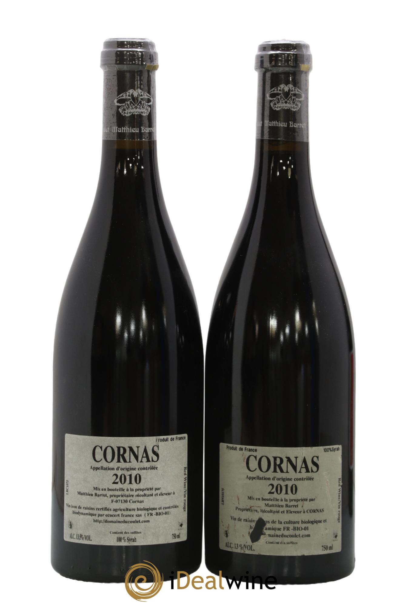 Cornas Billes Noires Coulet (Domaine du) - Matthieu Barret 2010 - Lot of 2 bottles - 1