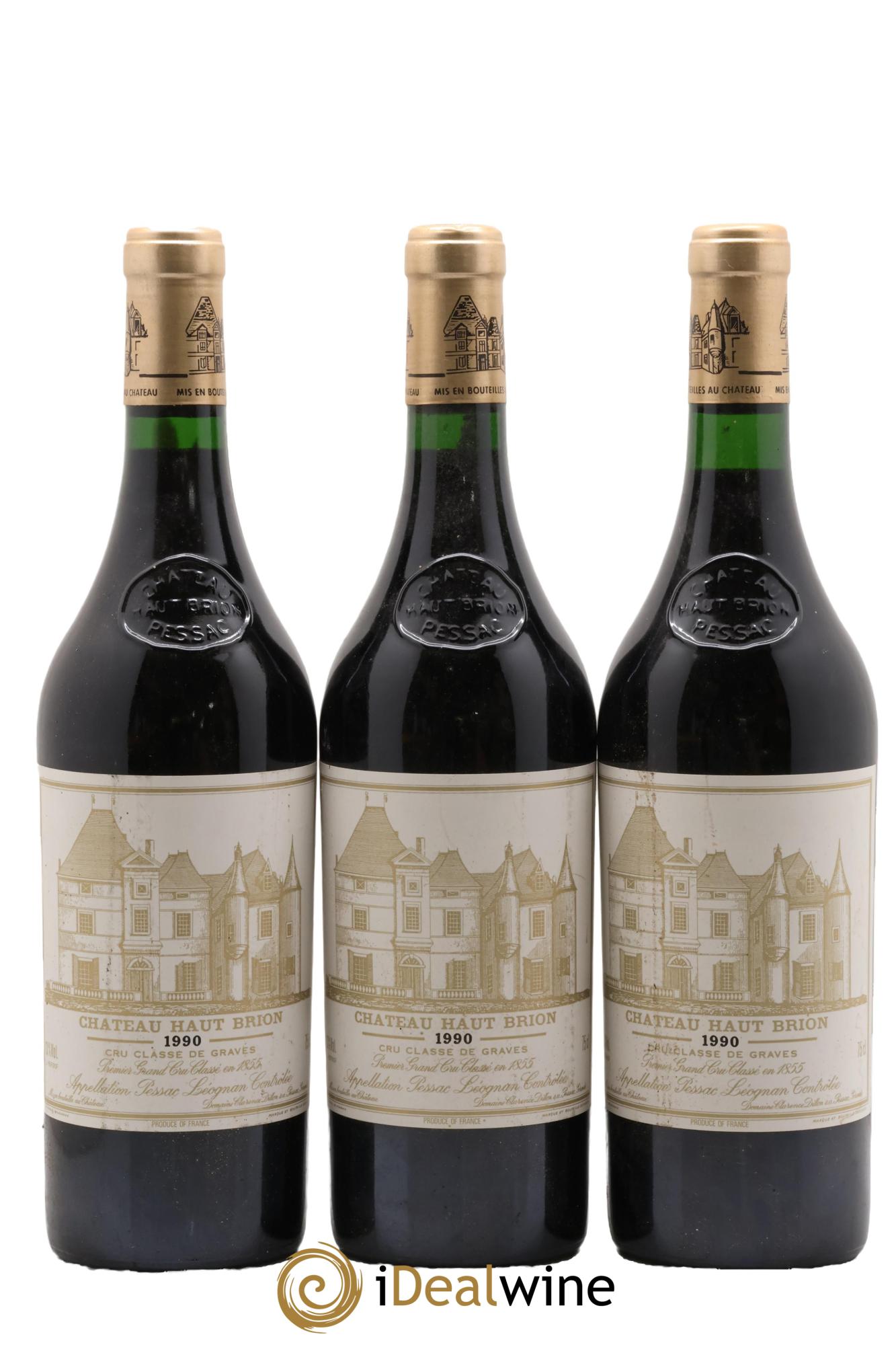 Château Haut Brion 1er Grand Cru Classé 1990 - Lot de 3 bouteilles - 0