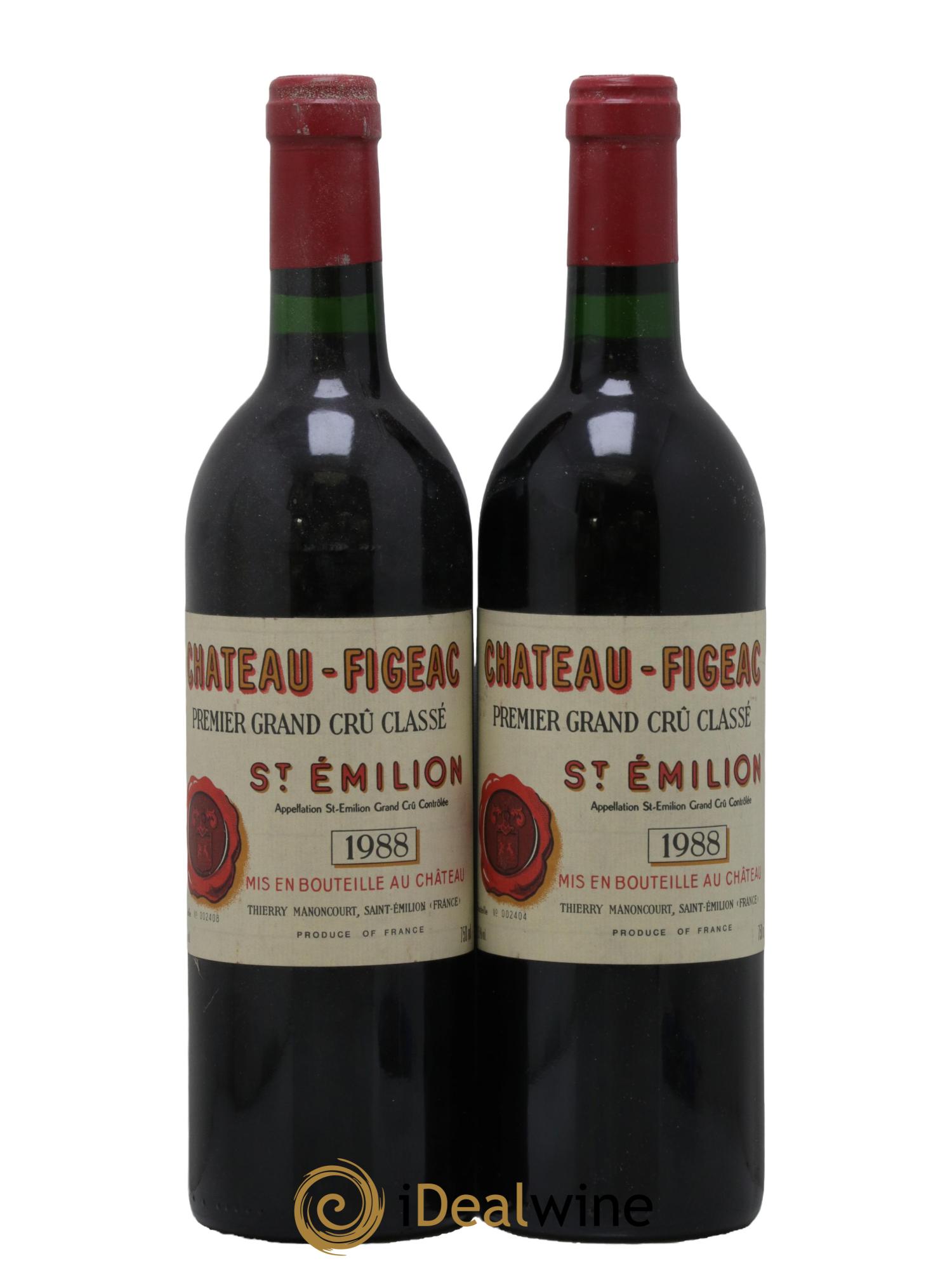 Château Figeac 1er Grand Cru Classé A 1988 - Lot de 2 bouteilles - 0