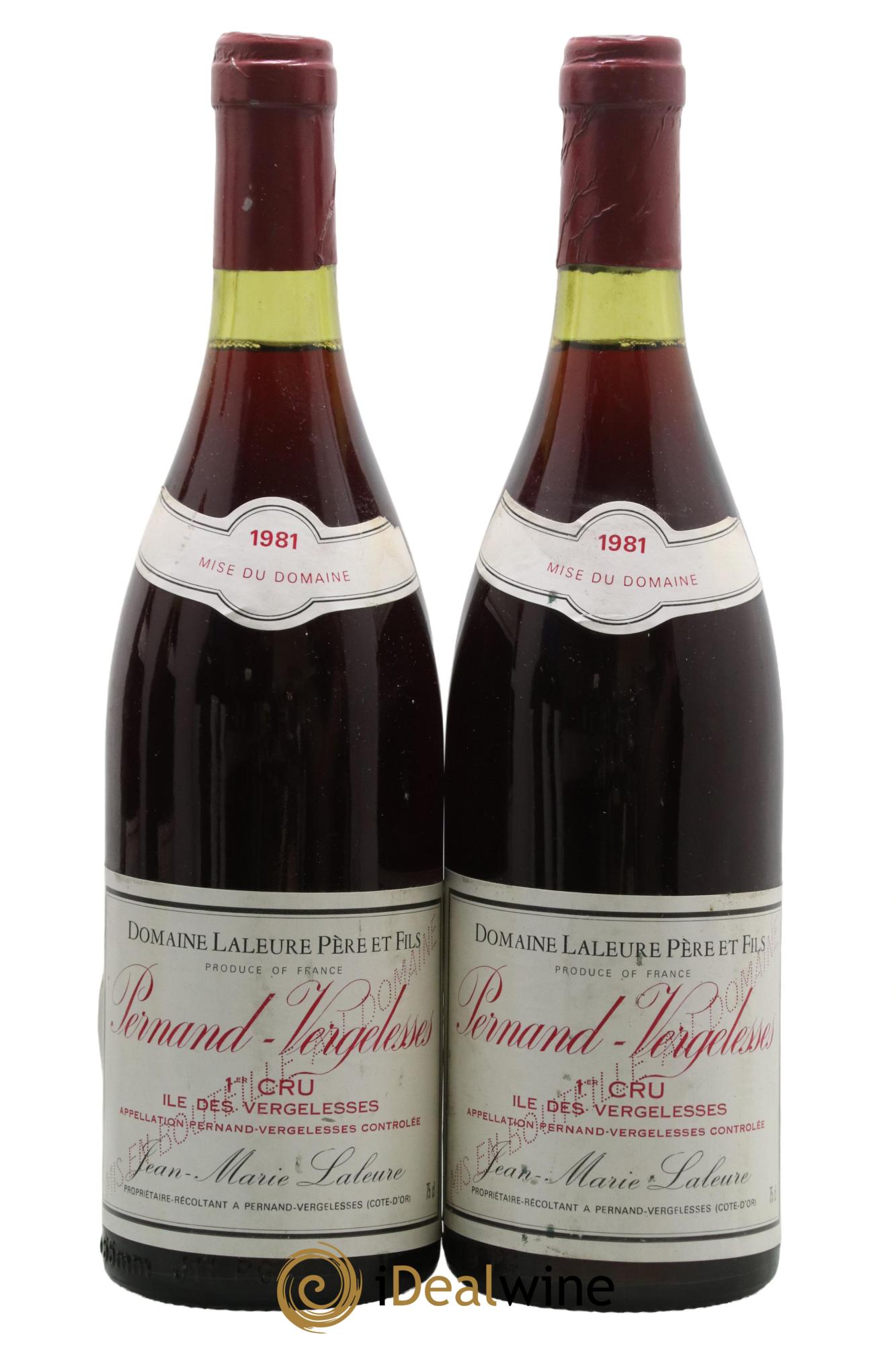 Pernand-Vergelesses 1er Cru Ile des Vergelesses Domaine Laleure & Fils 1981 - Lot de 2 bouteilles - 0