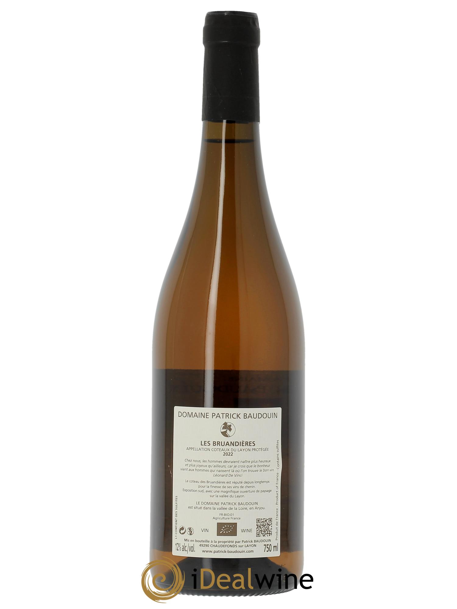 Coteaux du Layon Les Bruandières Patrick Baudouin 2022 - Lot of 1 bottle - 1