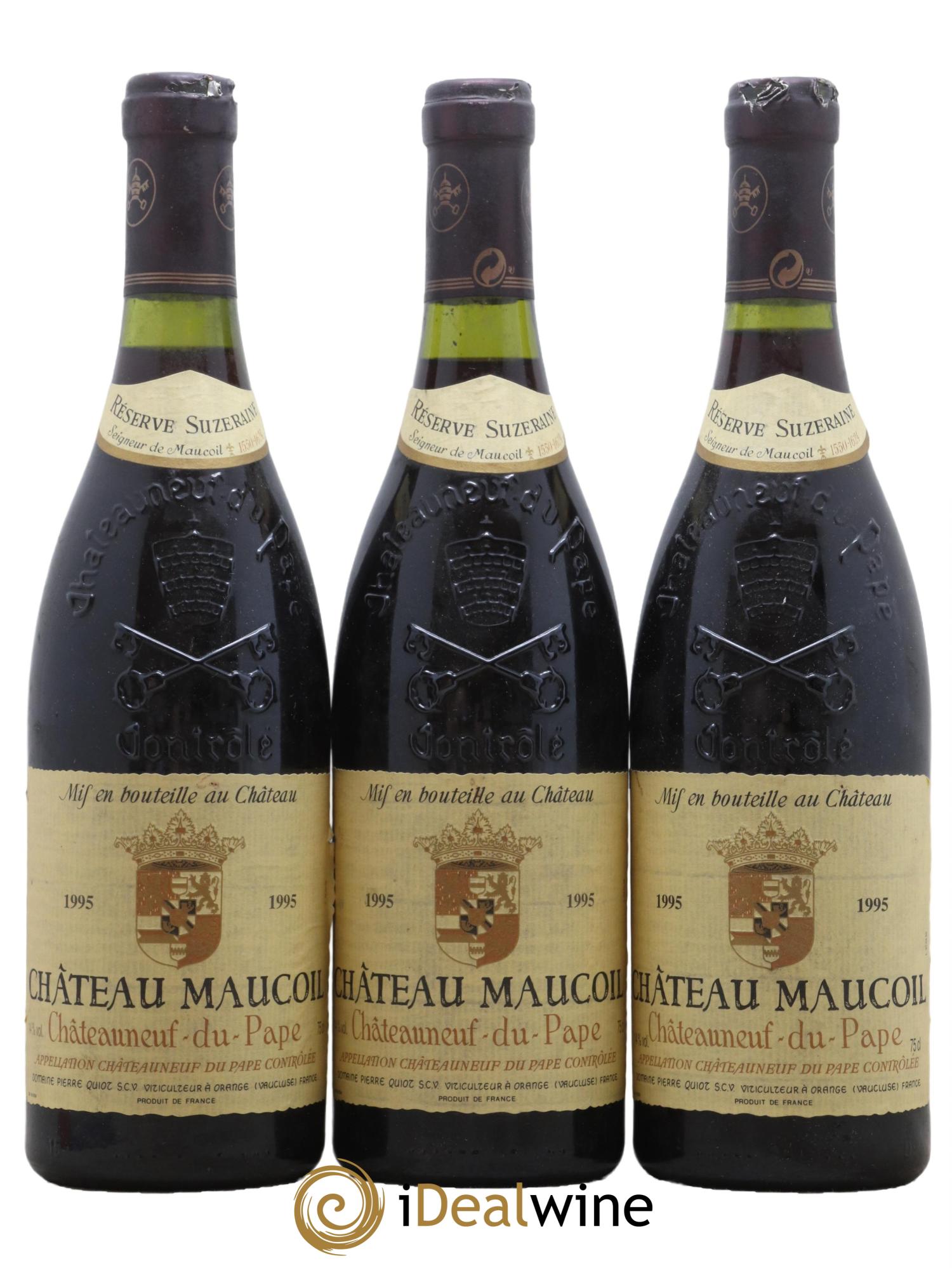 Châteauneuf-du-Pape Reserve Suzeraine Chateau Maucoil 1995 - Lot de 3 bouteilles - 0