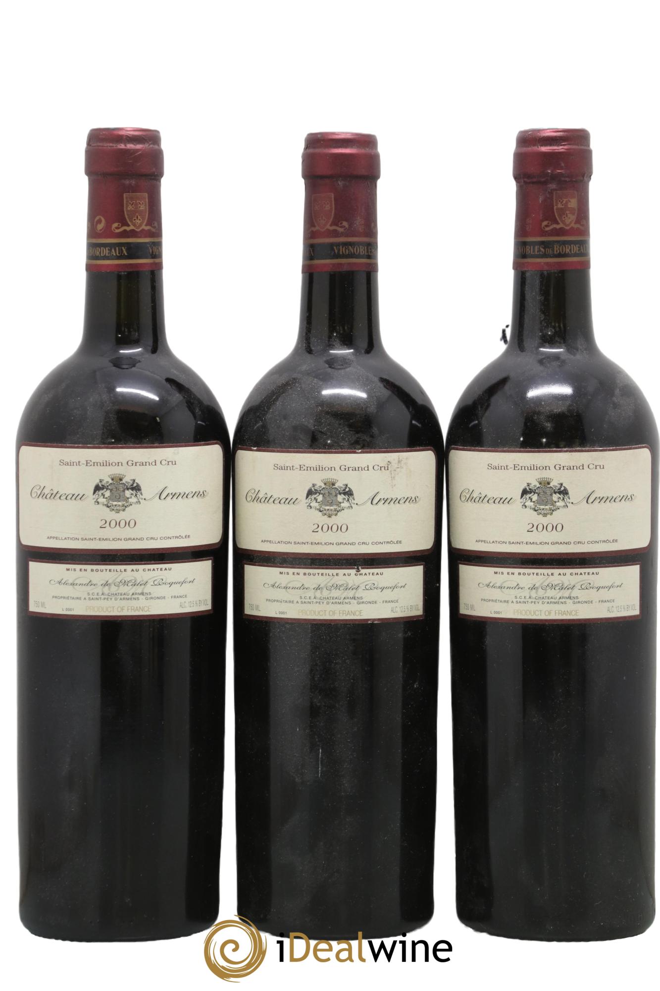 Château Armens Grand Cru 2000 - Posten von 3 Flaschen - 0