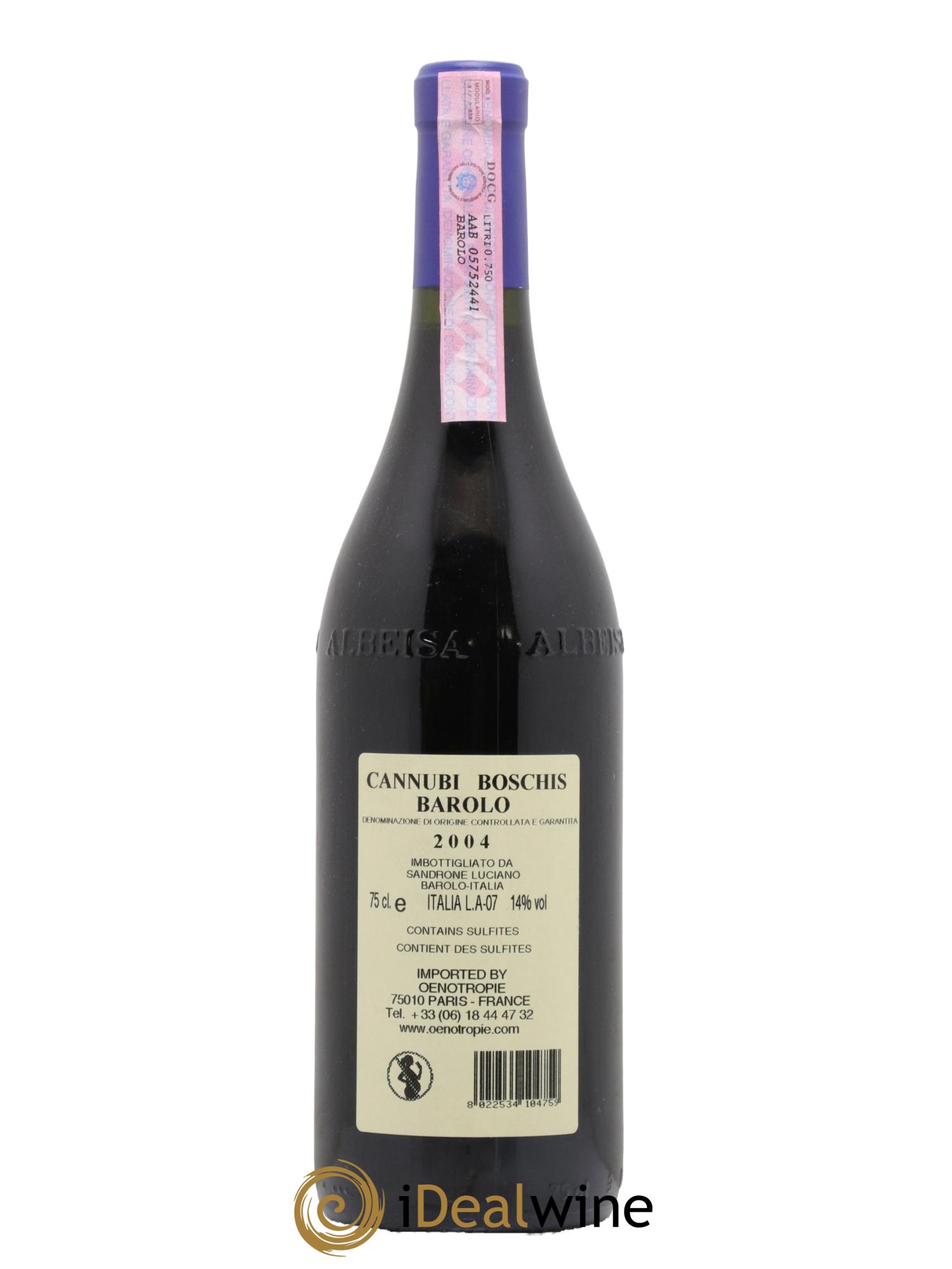 Barolo DOCG Aleste (anciennement Cannubi Boschis) Luciano Sandrone 2004 - Lot de 1 bouteille - 1