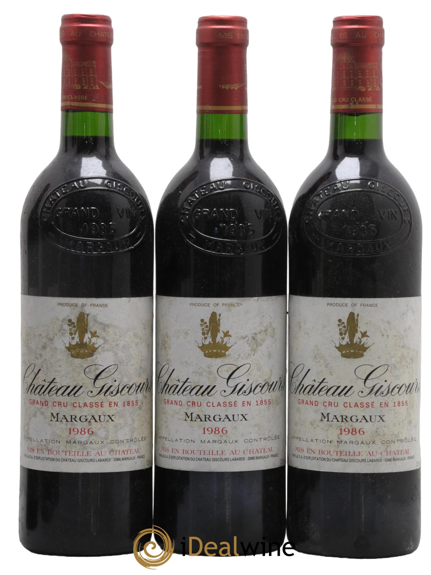 Château Giscours 3ème Grand Cru Classé 1986 - Lot de 3 bouteilles - 0