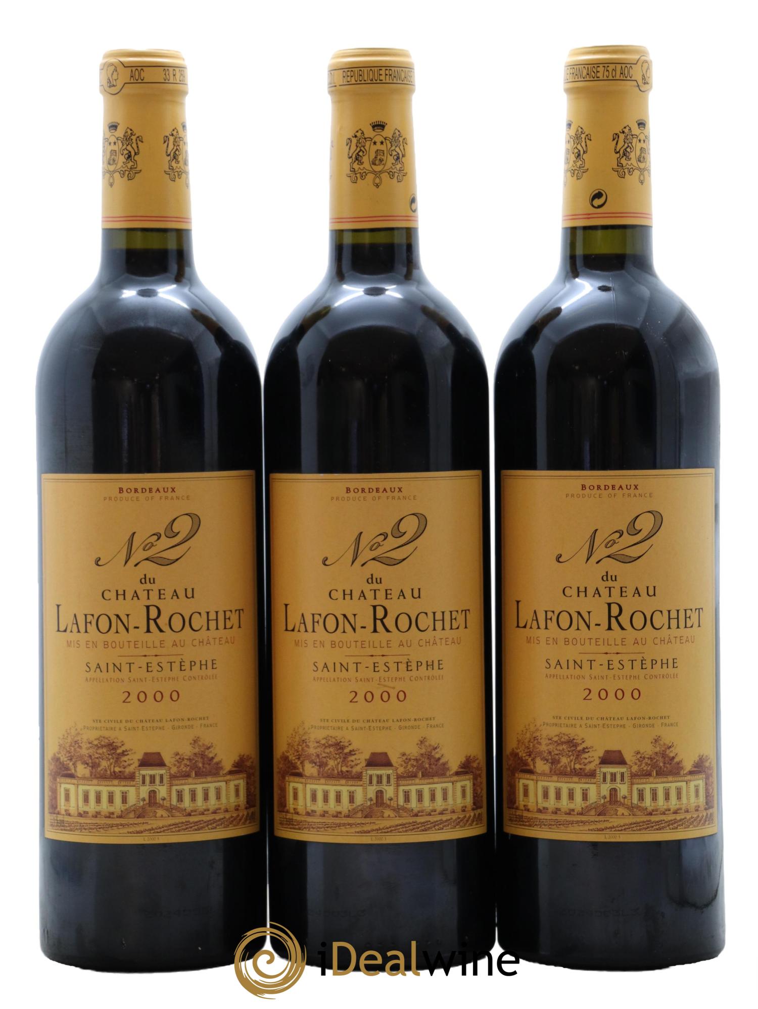 Saint-Estèphe N°2 du Château Lafon-Rochet 2000 - Posten von 3 Flaschen - 0