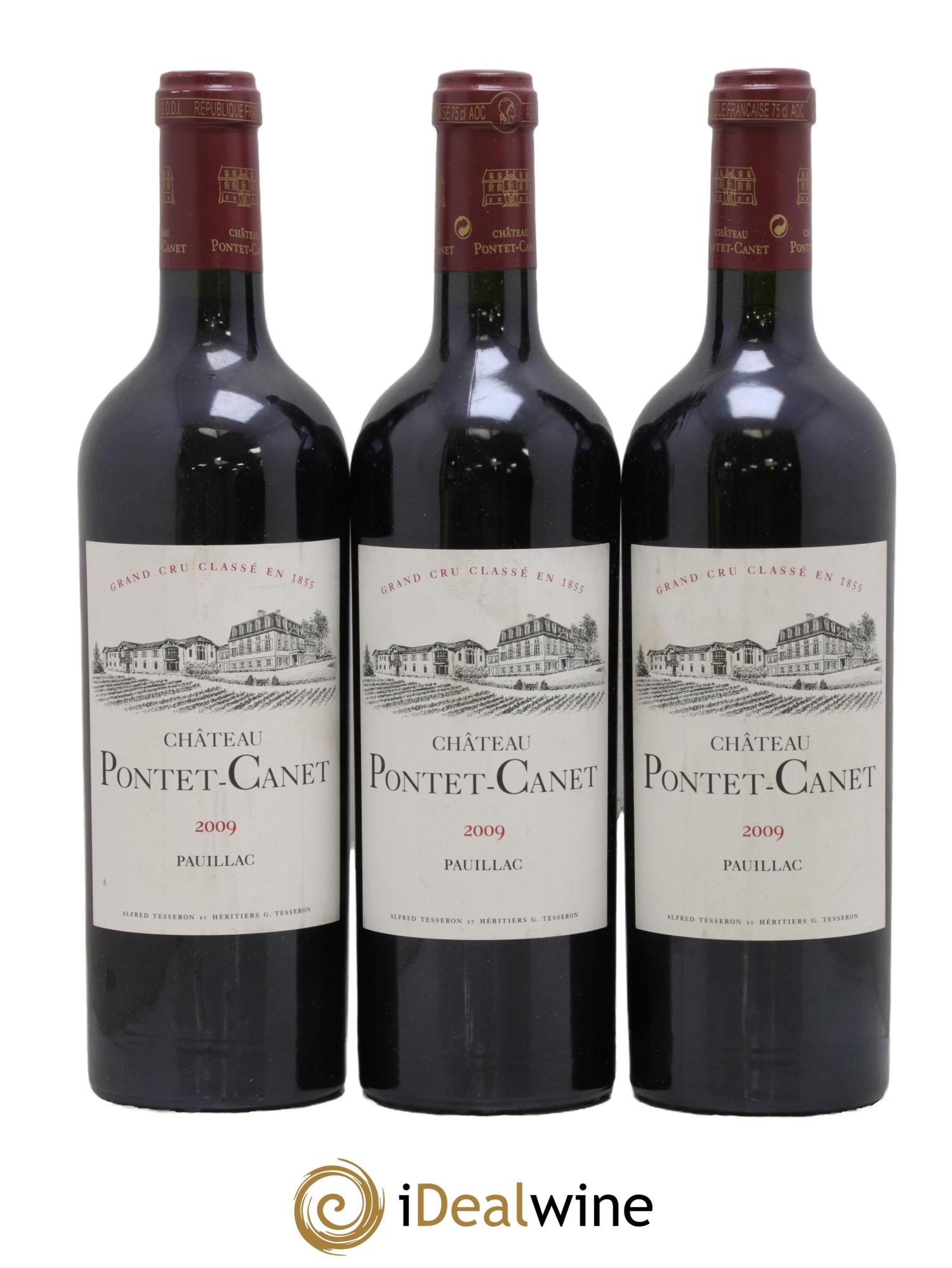 Château Pontet Canet 5ème Grand Cru Classé 2009 - Posten von 3 Flaschen - 0