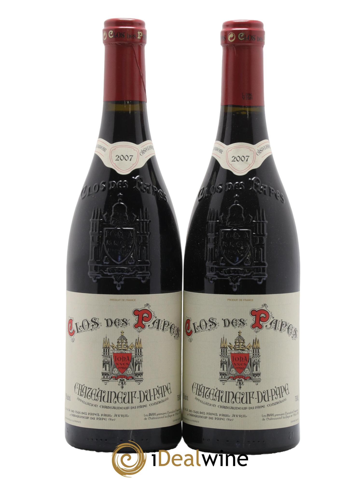 Châteauneuf-du-Pape Clos des Papes - Paul Avril 2007 - Lot de 2 bouteilles - 0
