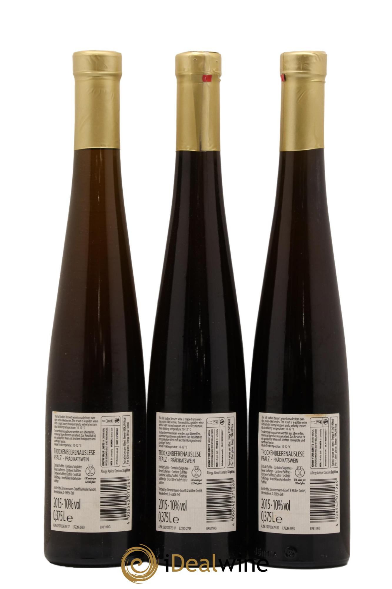 Allemagne Pfalz Trockenbeerenauslese Roman Graeff 2015 - Lot de 3 demi bouteilles - 1