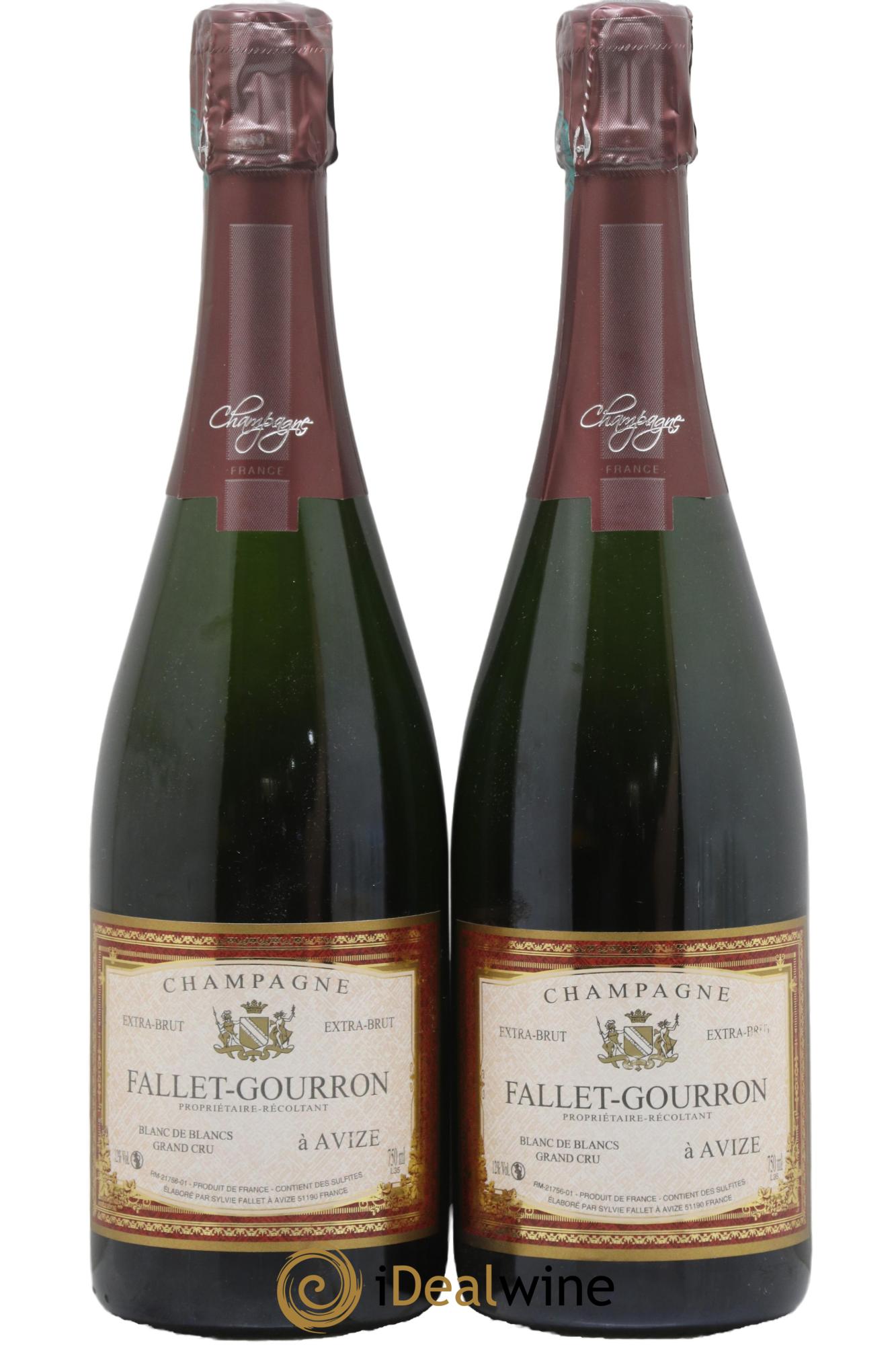 Champagne Grand Cru Avize Extra Brut Fallet-Gourron - Lotto di 2 bottiglie - 0
