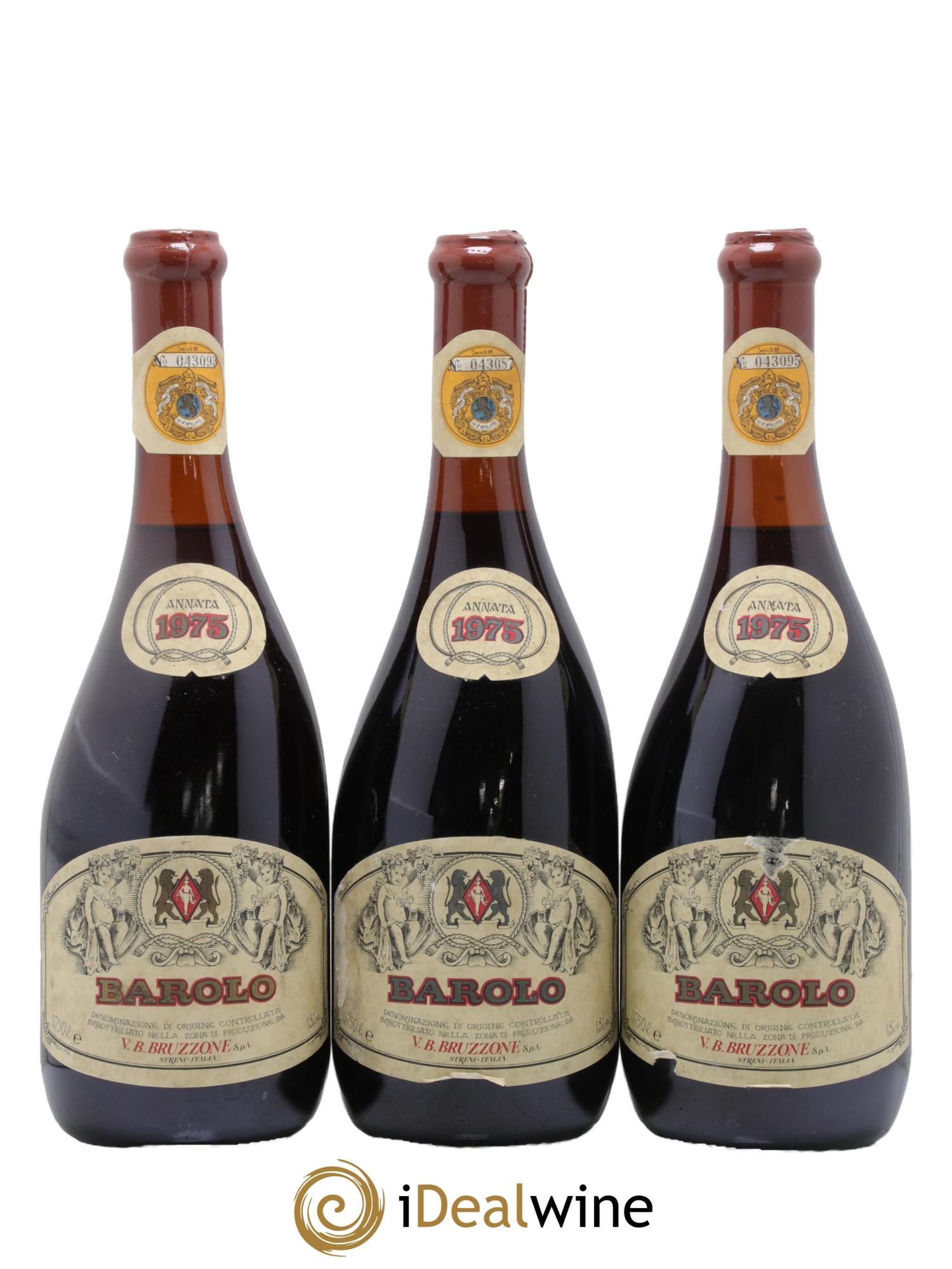 Barolo Bruzzone 1975 - Lot de 3 bouteilles - 0