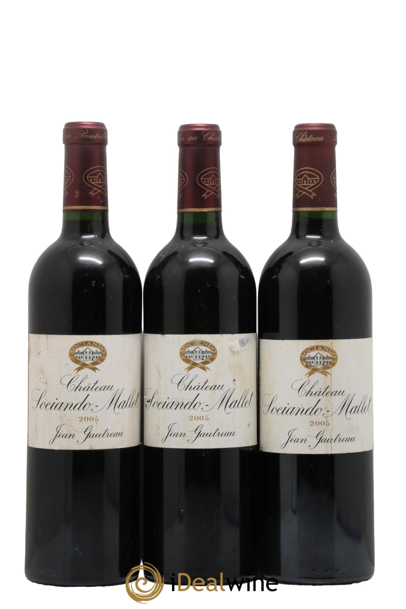 Château Sociando Mallet 2005 - Lot de 3 bouteilles - 0