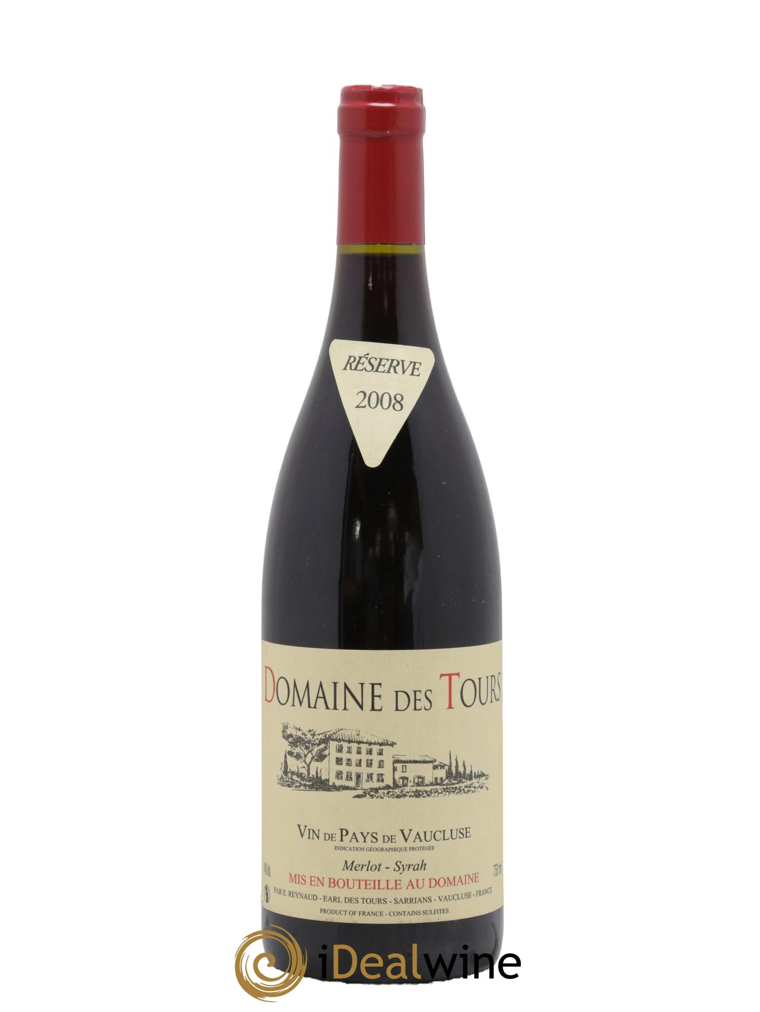 IGP Pays du Vaucluse (Vin de Pays du Vaucluse) Domaine des Tours Merlot-Syrah Emmanuel Reynaud 2008 - Lot de 1 bouteille - 0
