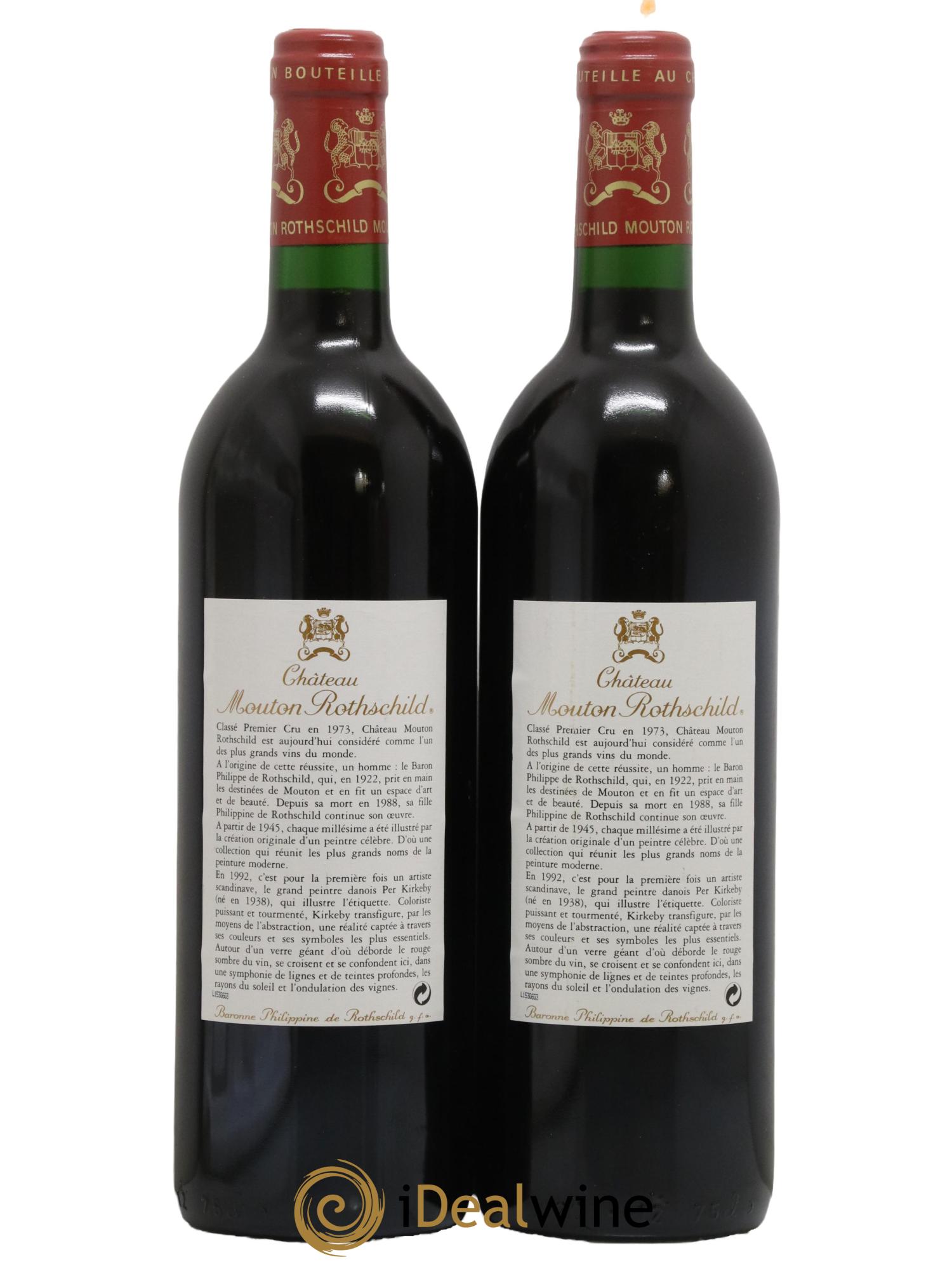 Château Mouton Rothschild 1er Grand Cru Classé 1992 - Lotto di 2 bottiglie - 1