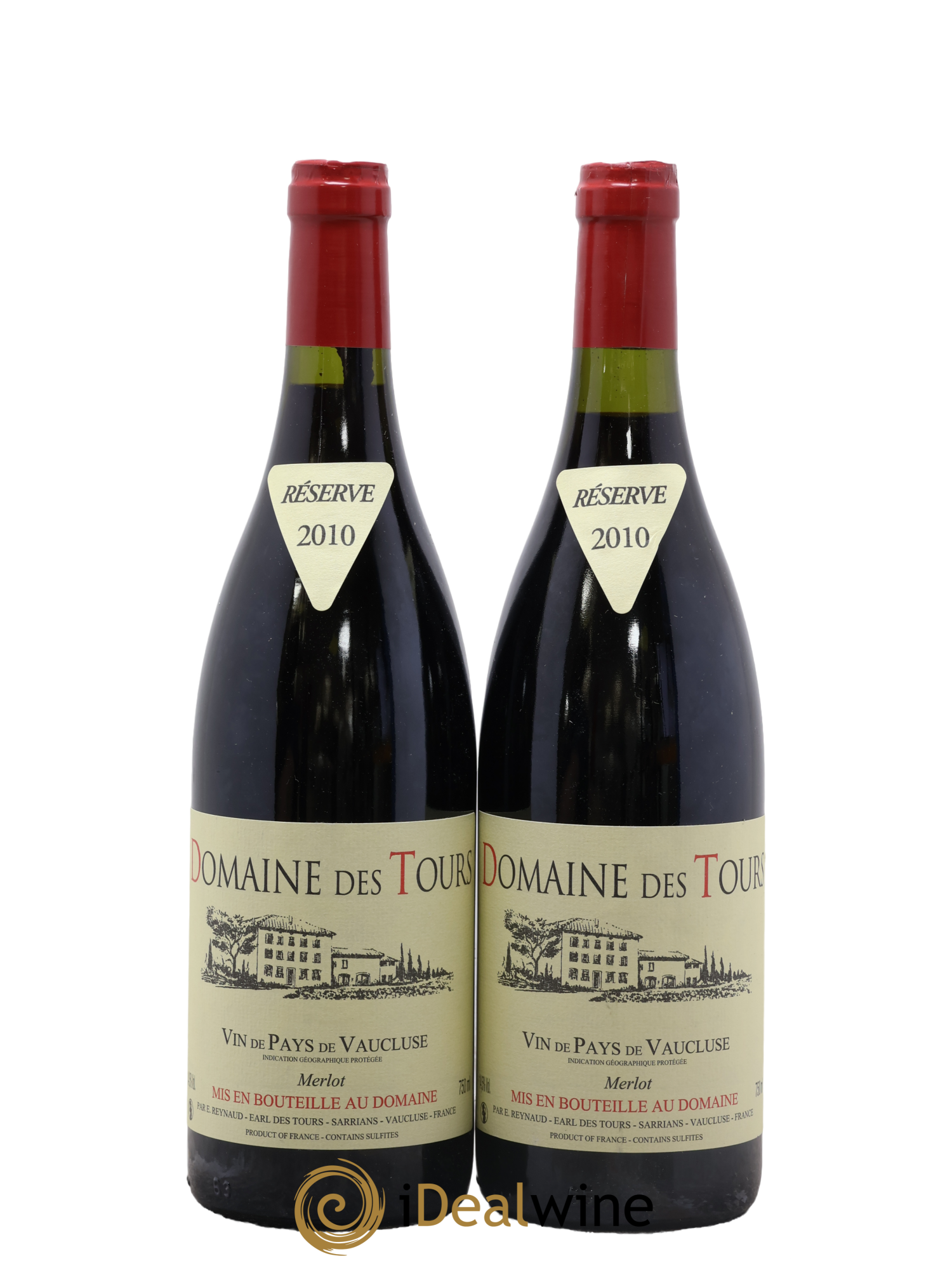 Vaucluse Domaine des Tours Merlot Emmanuel Reynaud 2010 - Lot of 2 bottles - 0