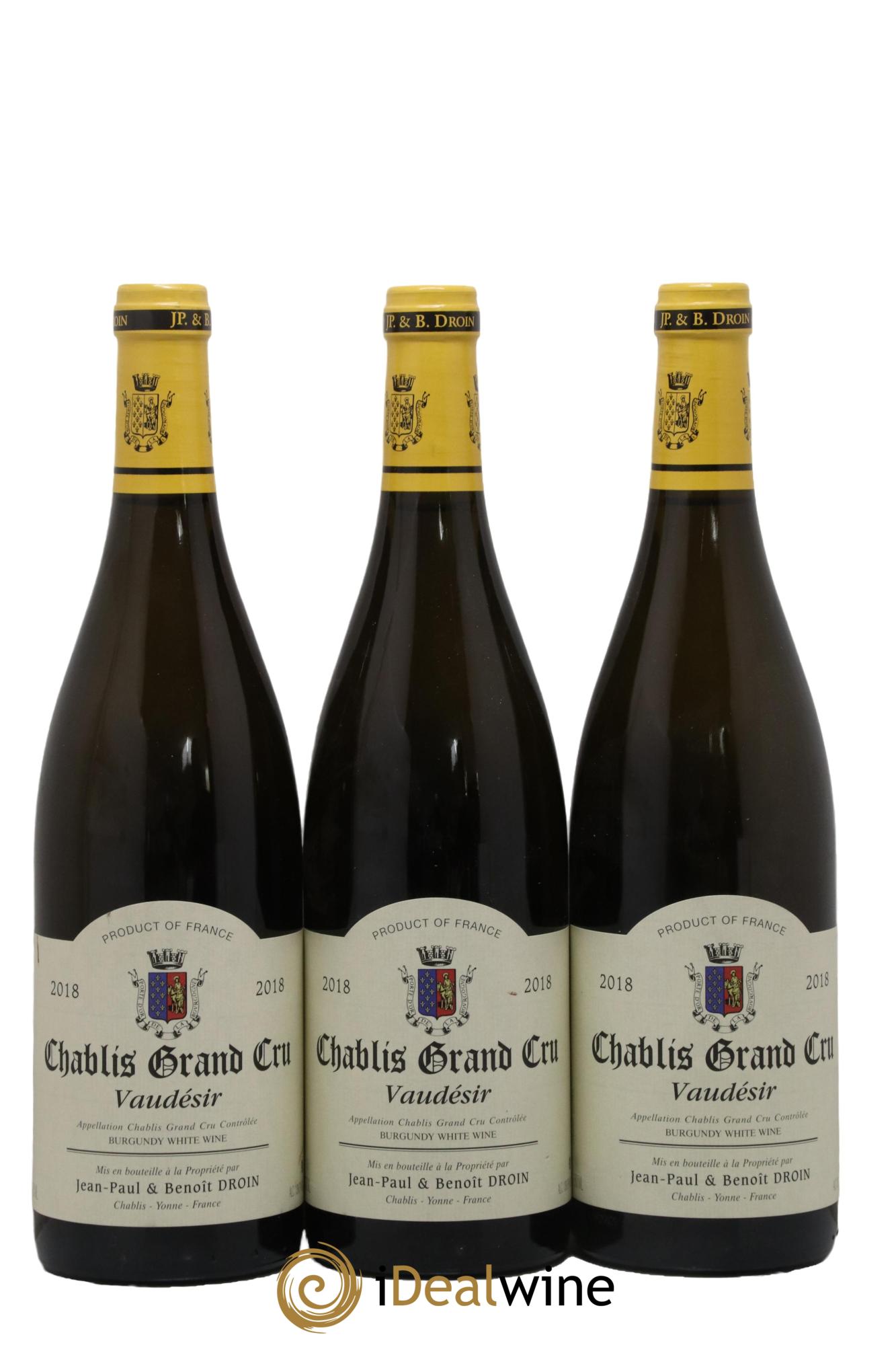 Chablis Grand Cru Vaudésir Jean-Paul & Benoît Droin (Domaine) 2018 - Lot de 3 bouteilles - 0