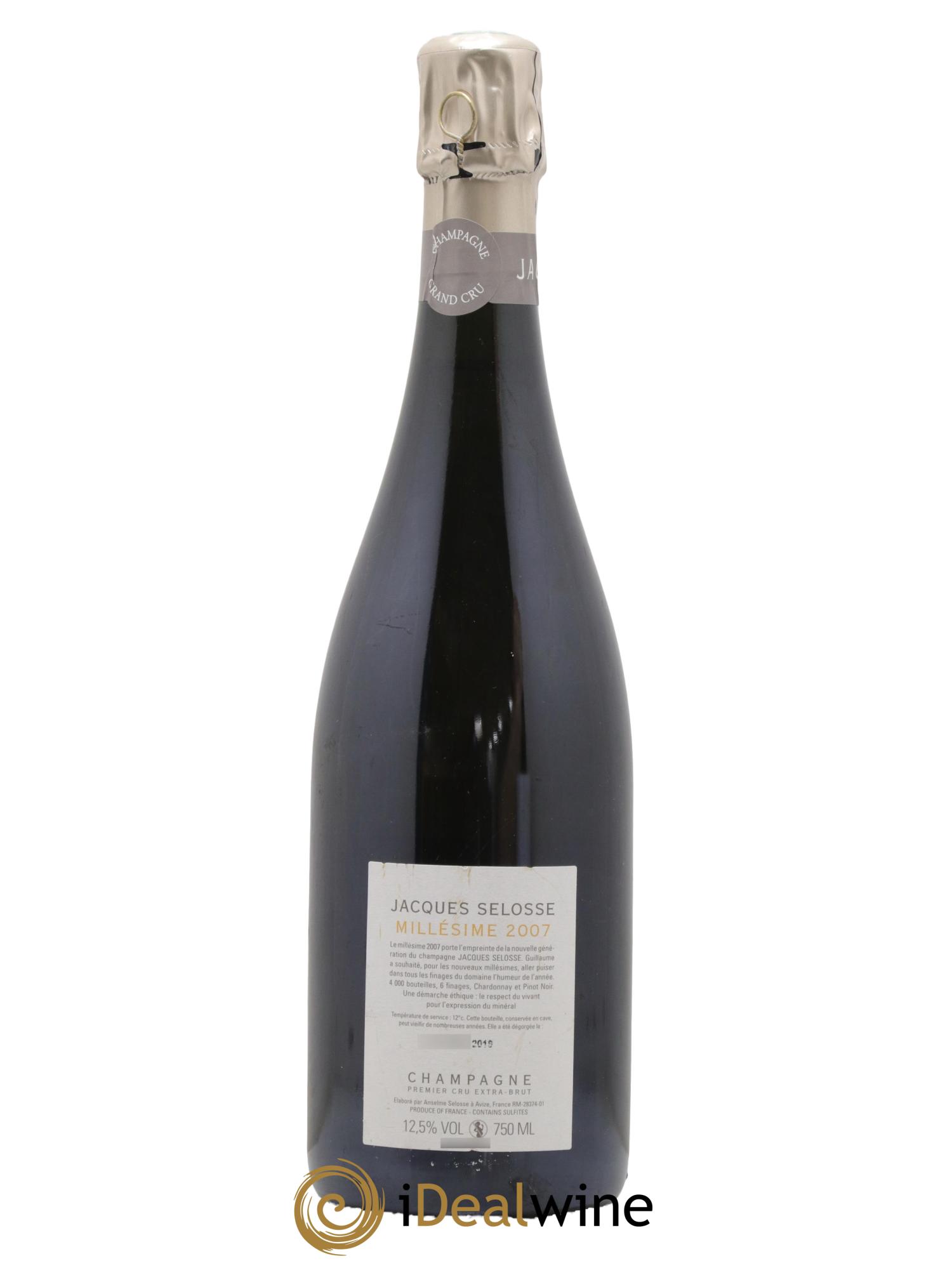 1er Cru Millésimé Extra-Brut Jacques Selosse  2007 - Lot of 1 bottle - 1