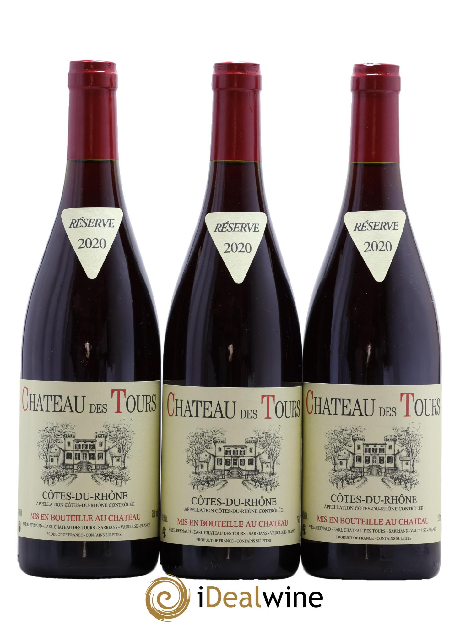 Côtes-du-Rhône Château des Tours Emmanuel Reynaud 2020 - Lot de 3 bouteilles - 0