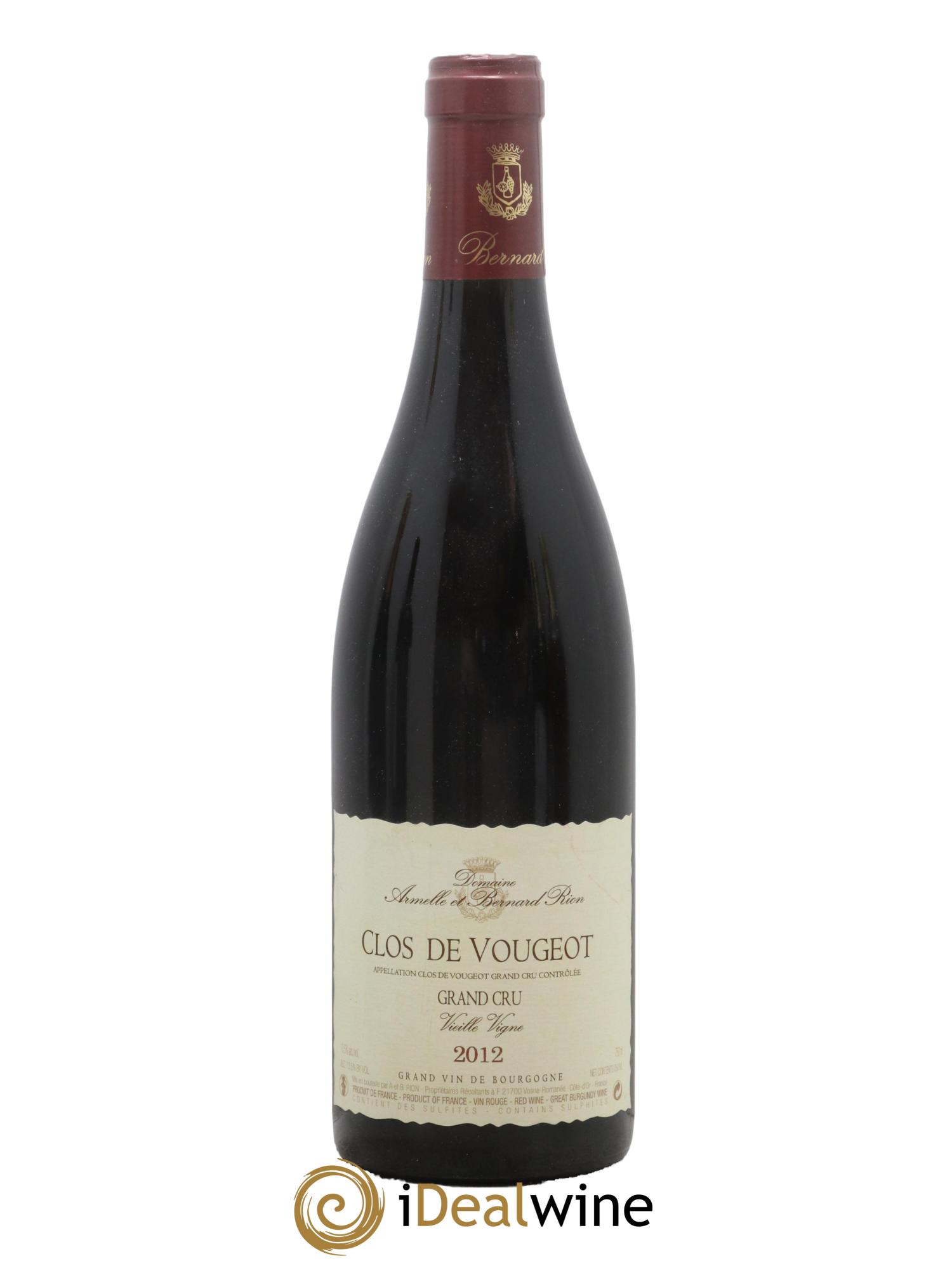 Clos de Vougeot Grand Cru Domaine Armelle et Bernard Rion Vieille Vigne 2012 - Lot de 1 bouteille - 0