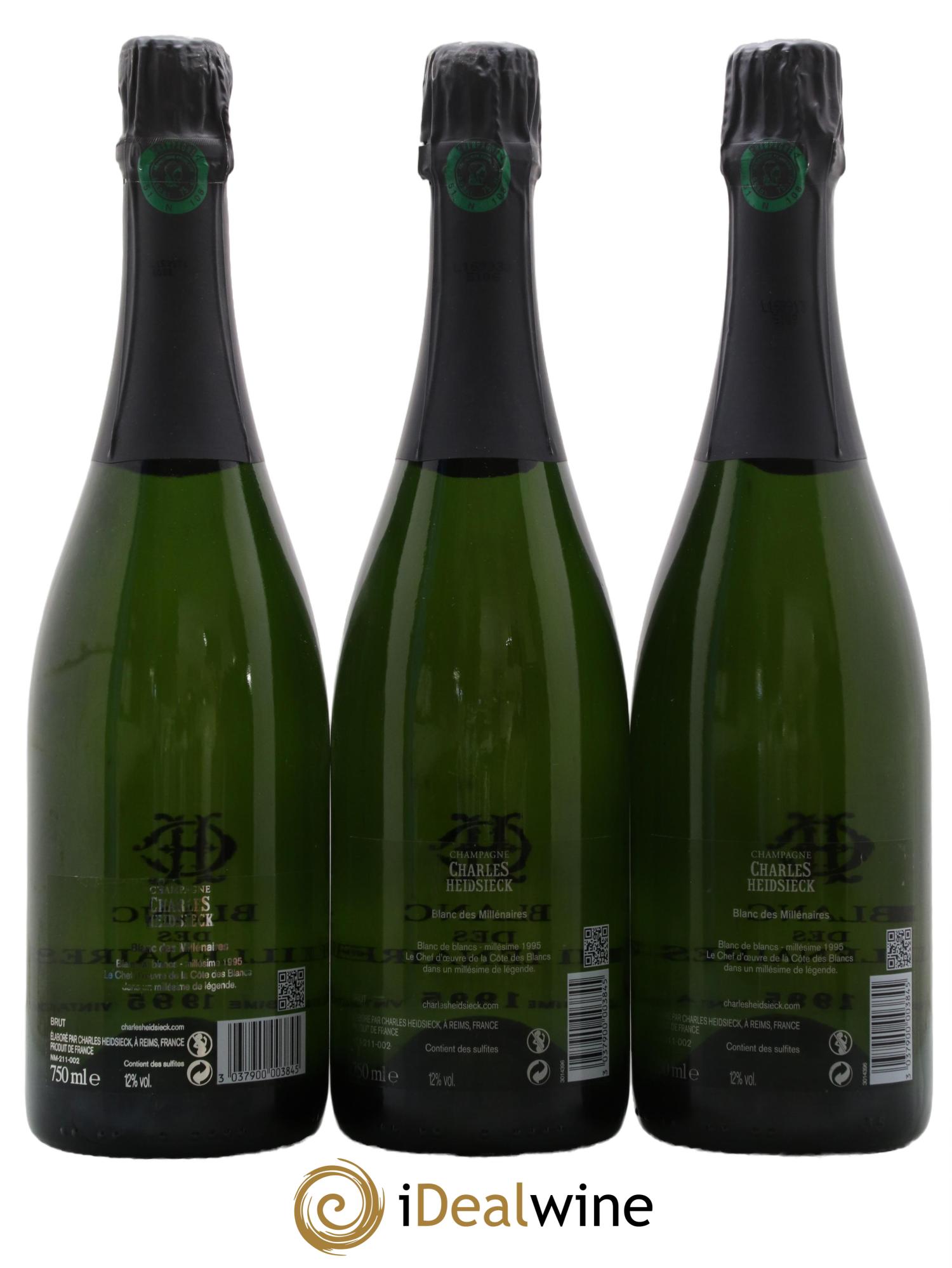 Blanc de Blancs Blanc des Millénaires Brut Charles Heidsieck 1995 - Lot de 3 bouteilles - 1