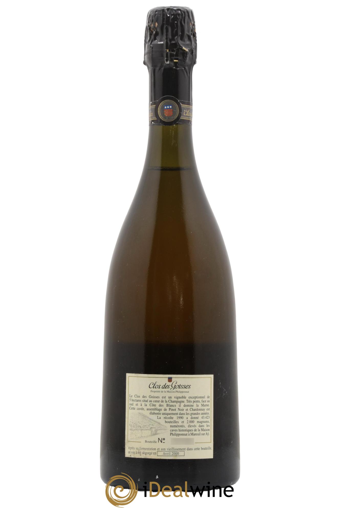 Clos des Goisses Philipponnat 1990 - Lotto di 1 bottiglia - 1