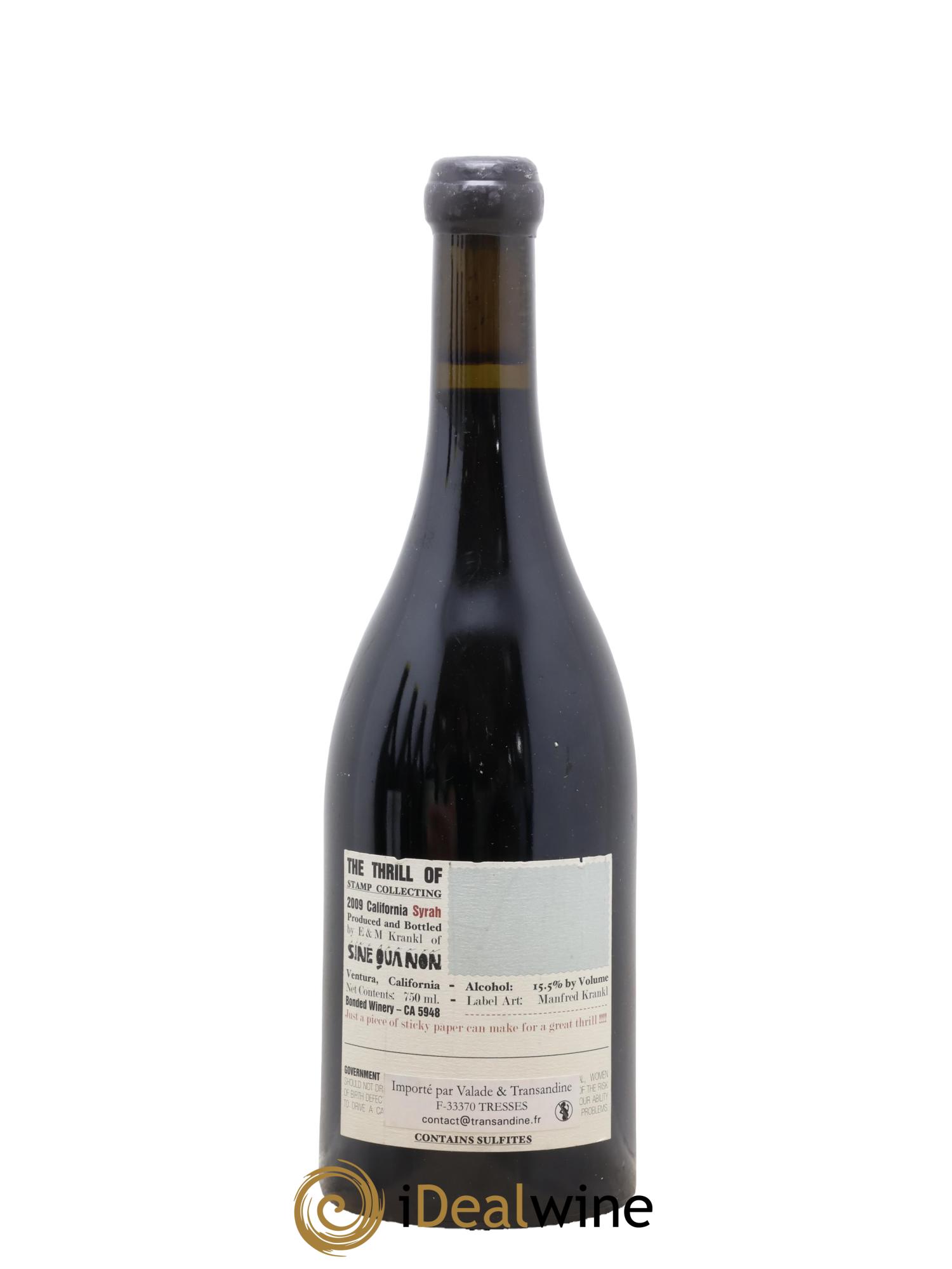 USA California Syrah The Thrill Of Stamp Collecting  Krankl Sine Qua Non 2009 - Lotto di 1 bottiglia - 1