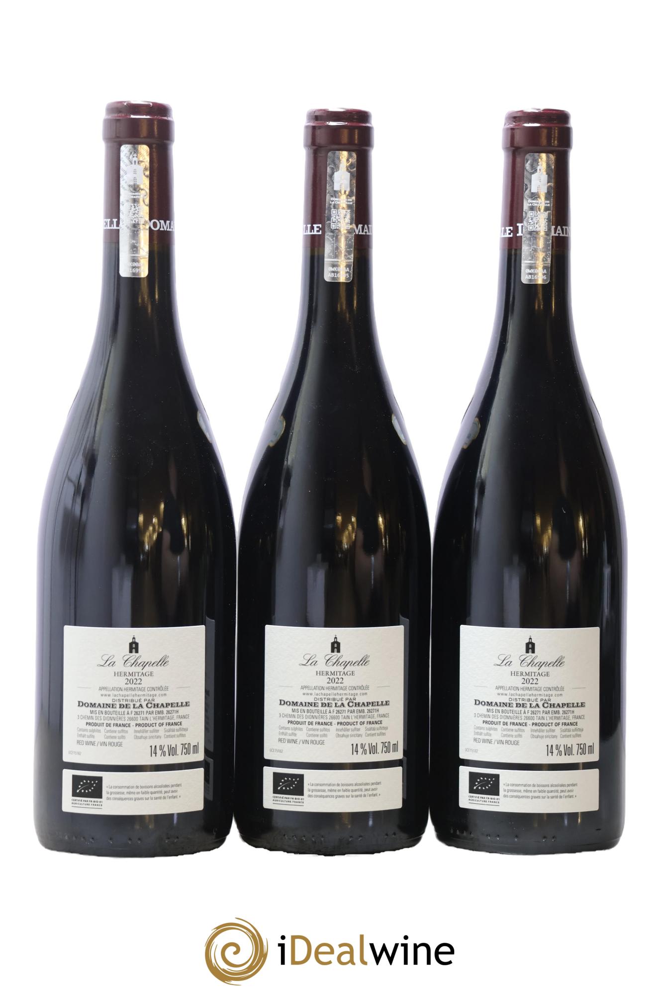Hermitage La Chapelle Paul Jaboulet Ainé 2022 - Lot of 3 bottles - 1