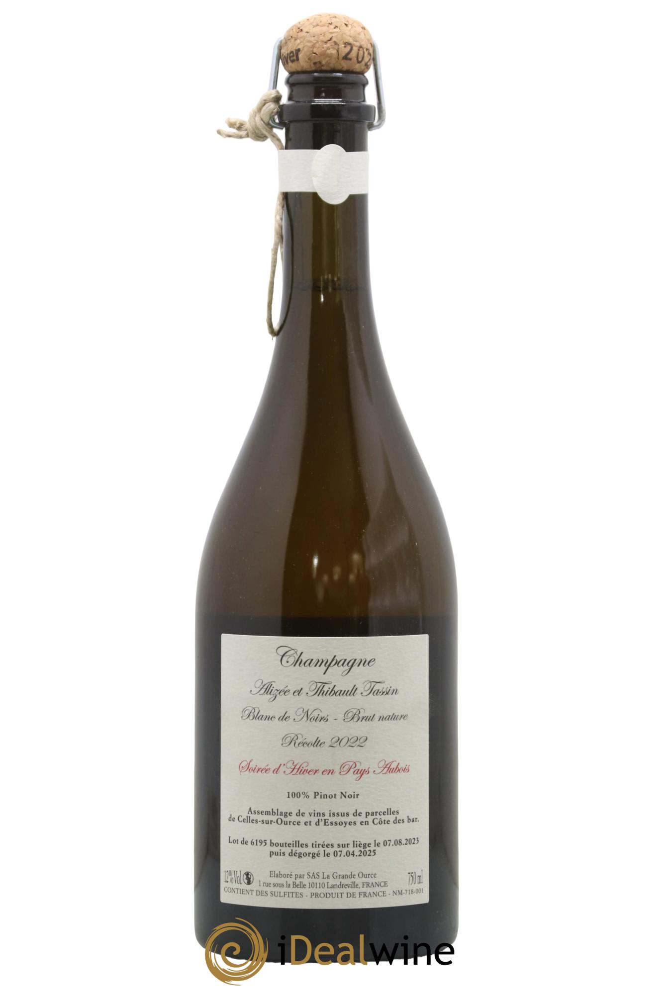 Blanc de Noirs Brut Nature Soirée D'hiver en Pays d'Aubois Alizée et Thibault Tassin 2022 - Lot de 1 bouteille - 1