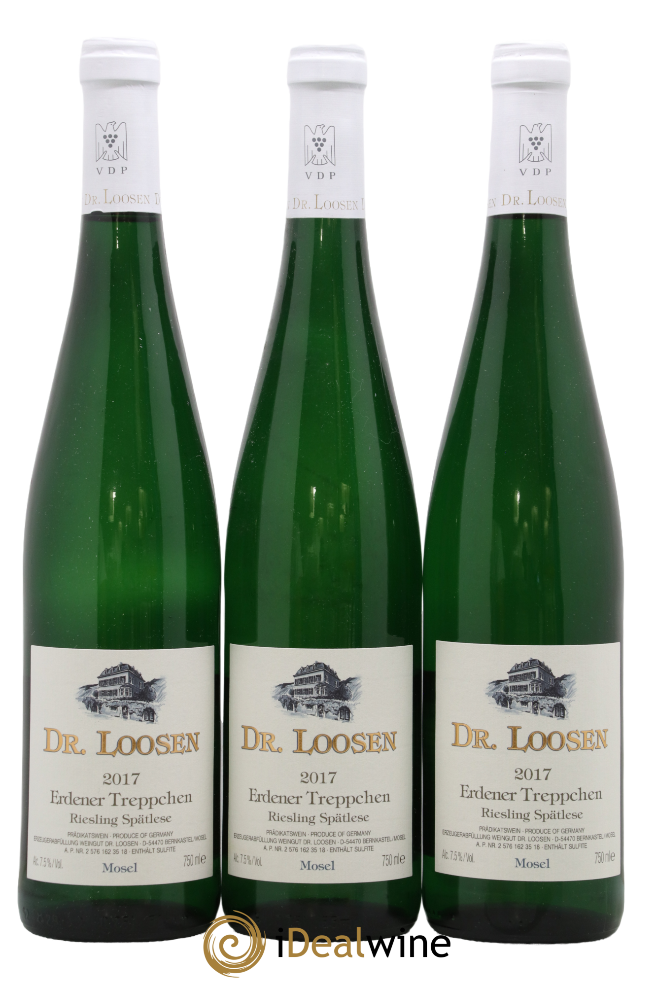 Allemagne Mosel-Saar Riesling Spätlese Erdener Treppchen Dr Loosen 2017 - Lot de 3 bouteilles - 0