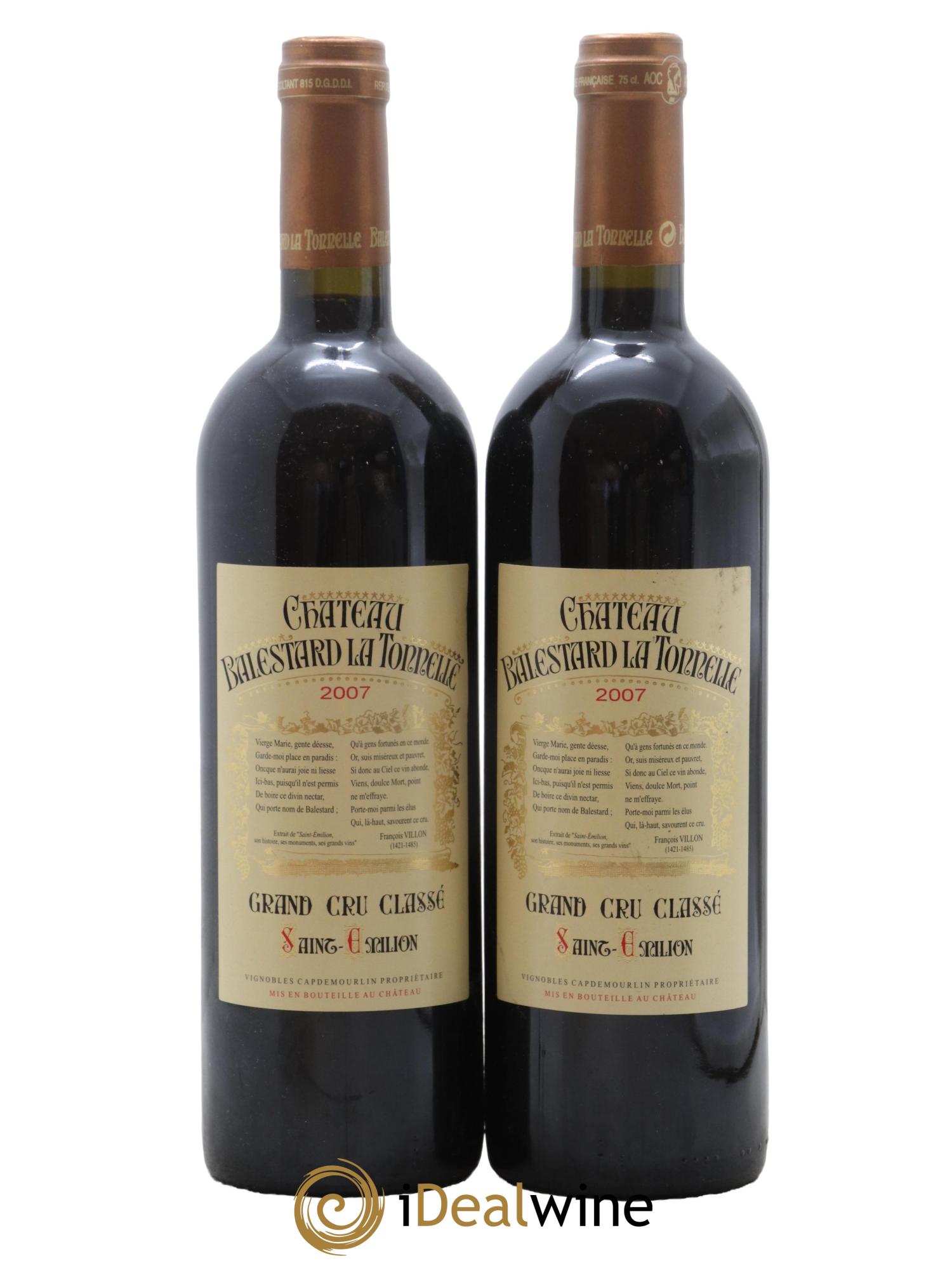 Château Balestard la Tonnelle Grand Cru Classé 2007 - Lot de 2 bouteilles - 0