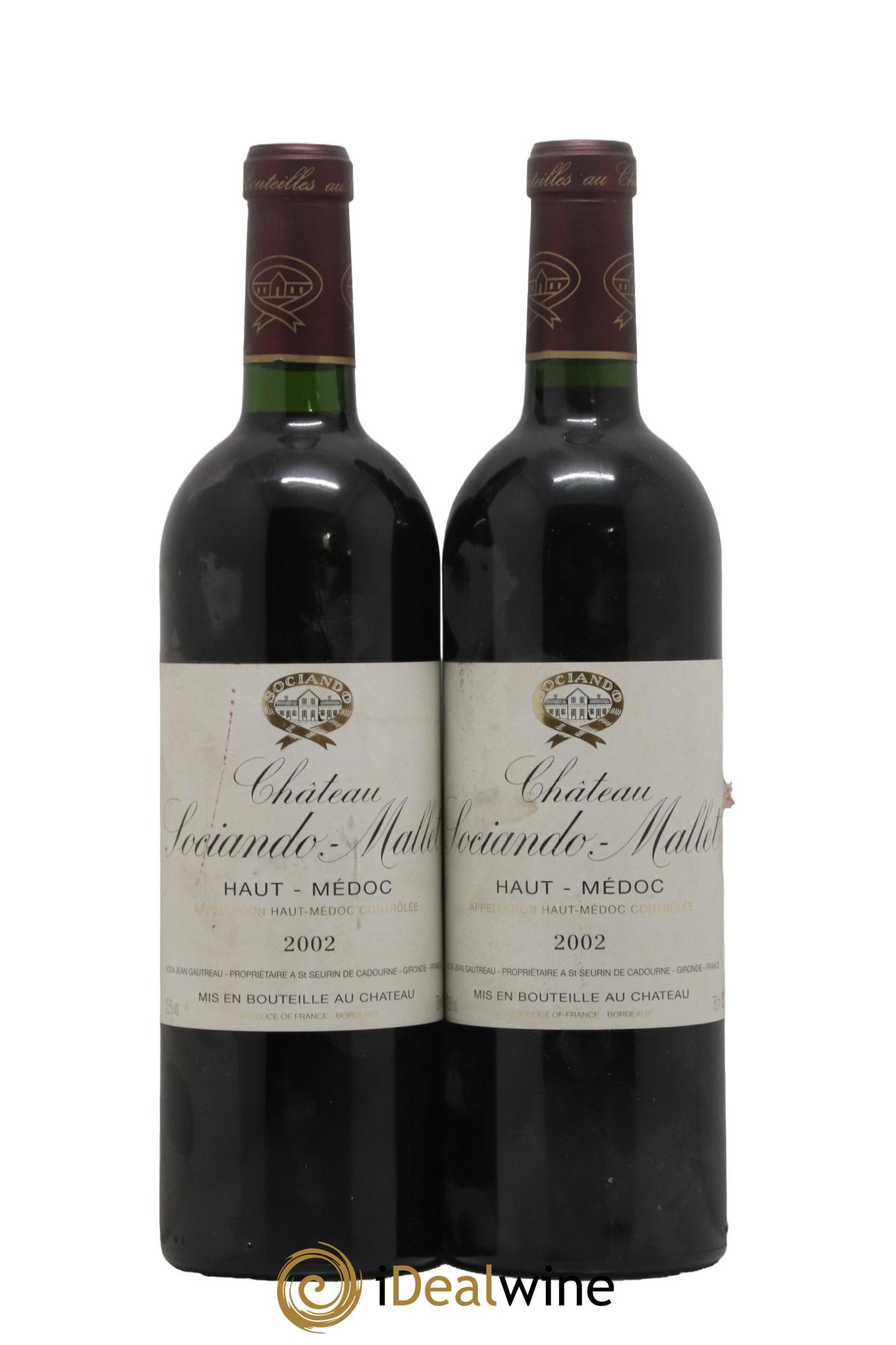 Château Sociando Mallet 2002 - Lot de 2 bouteilles - 0