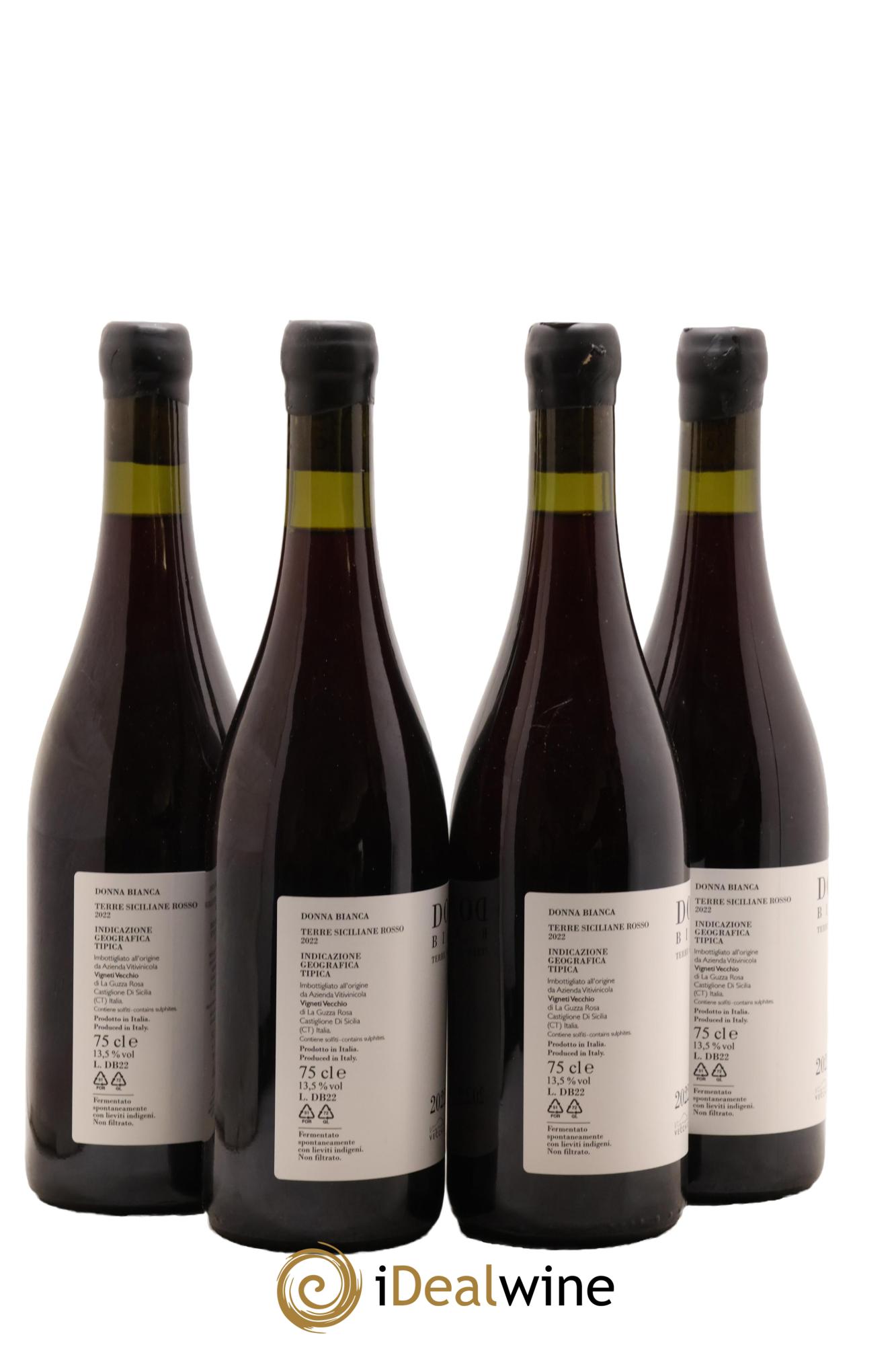 Italie Terre Siciliane Rosso IGT Donna Bianca Vigneti Vecchio 2022 - Lot de 4 bouteilles - 1