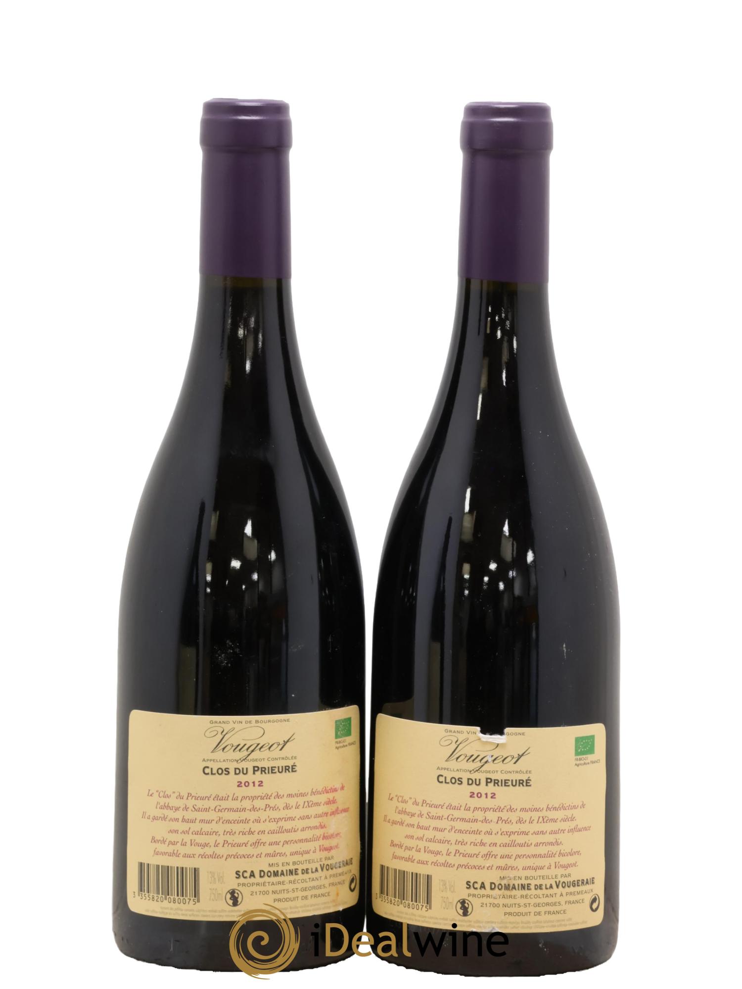 Vougeot Clos du Prieuré La Vougeraie 2012 - Lot of 2 bottles - 1