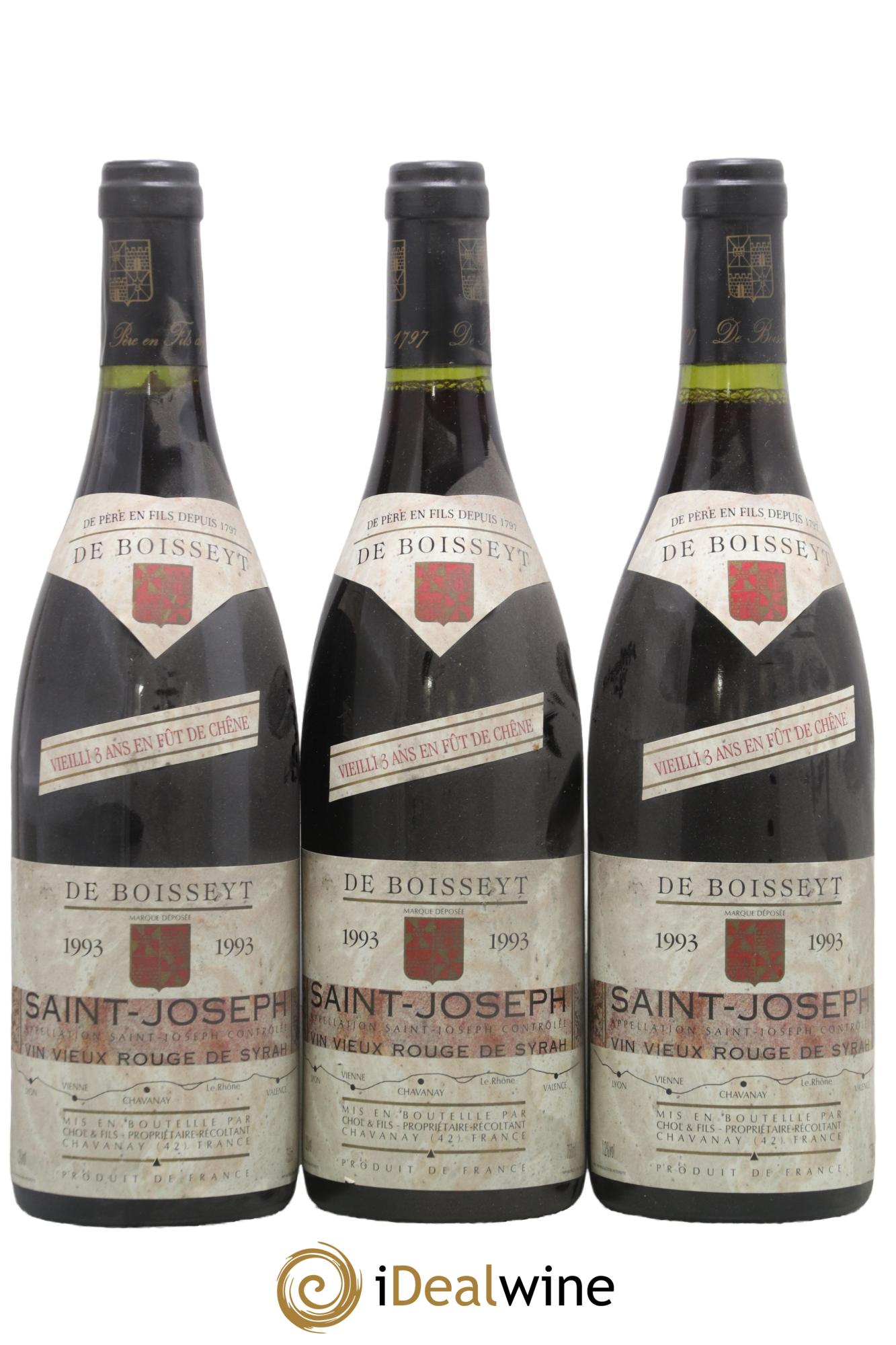 Saint-Joseph Vignoble De Boisseyt 1993 - Lotto di 3 bottiglie - 0