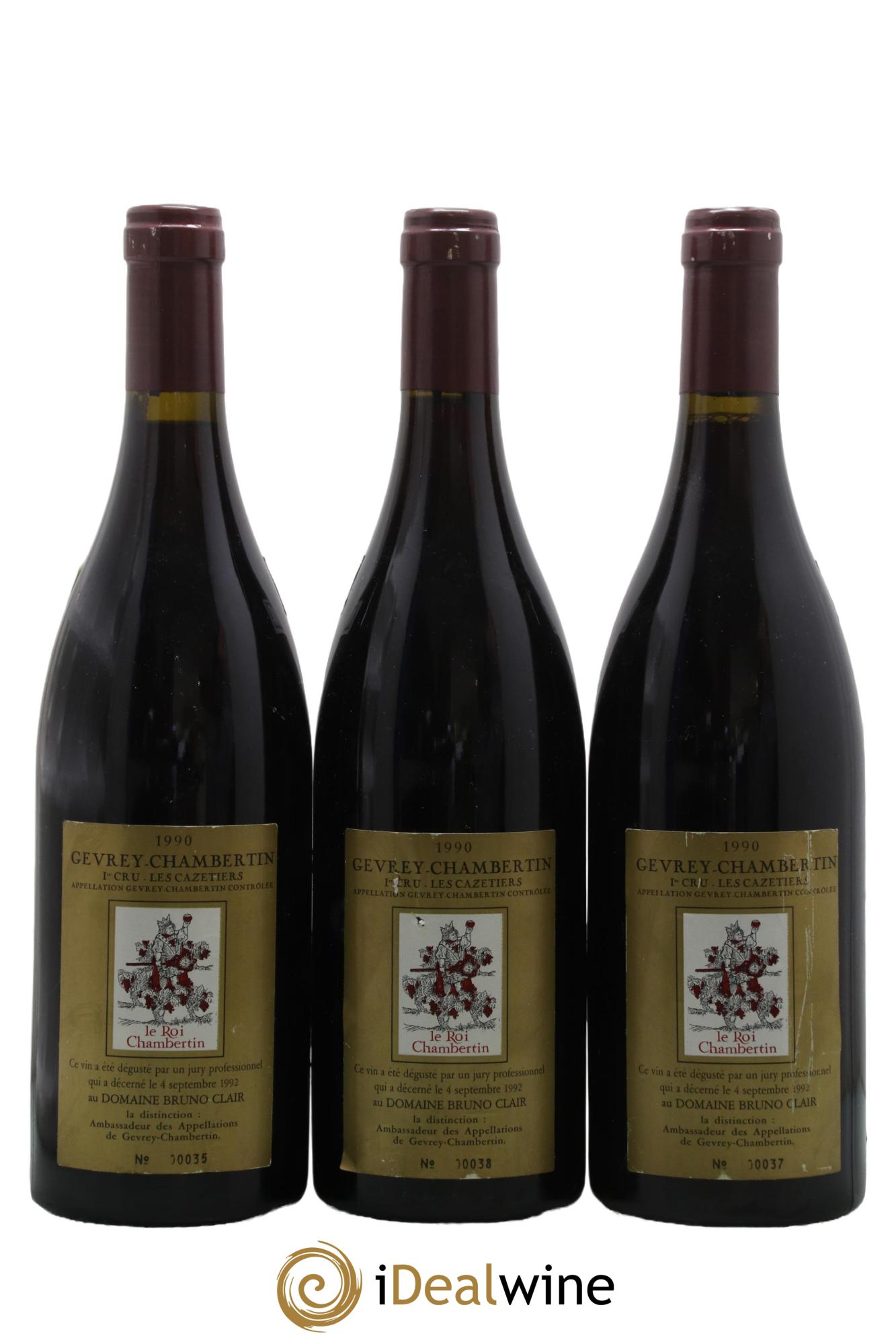 Gevrey-Chambertin 1er Cru Les Cazetiers Bruno Clair (Domaine) 1990 - Lot de 3 bouteilles - 1