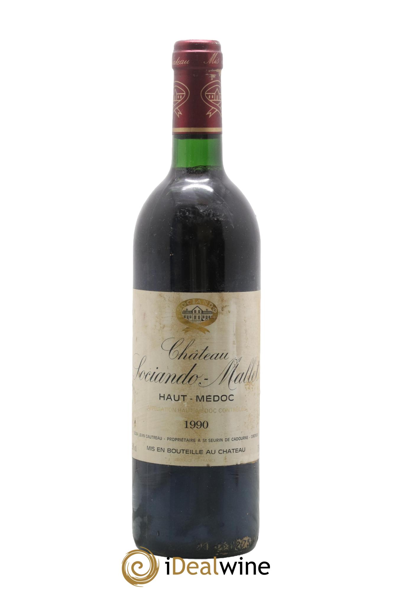 Château Sociando Mallet 1990 - Lot de 1 bouteille - 0