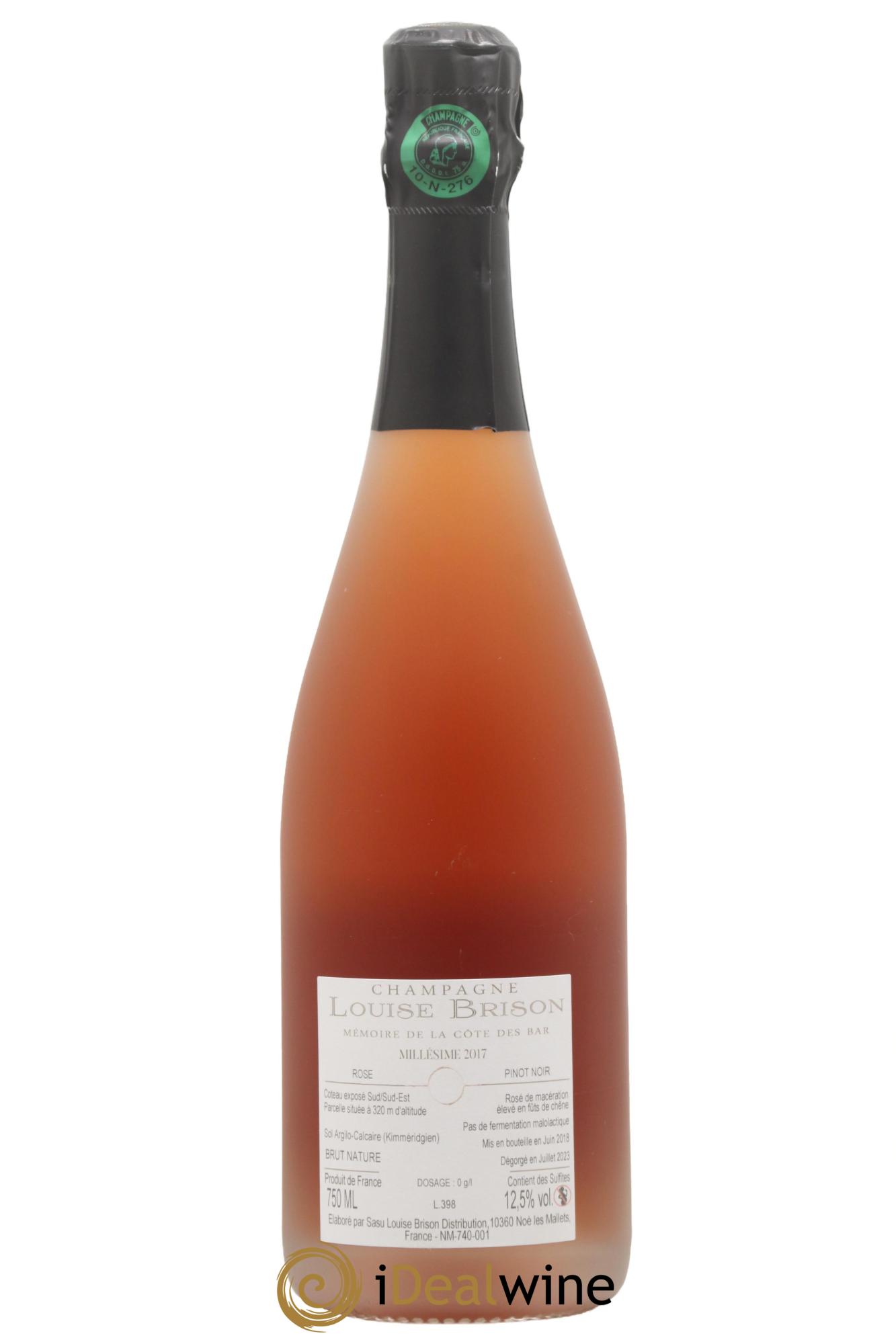 Champagne - Brut Nature Rose de la Cote des Bar Maison Louise Brison 2017 - Lot de 1 bouteille - 1