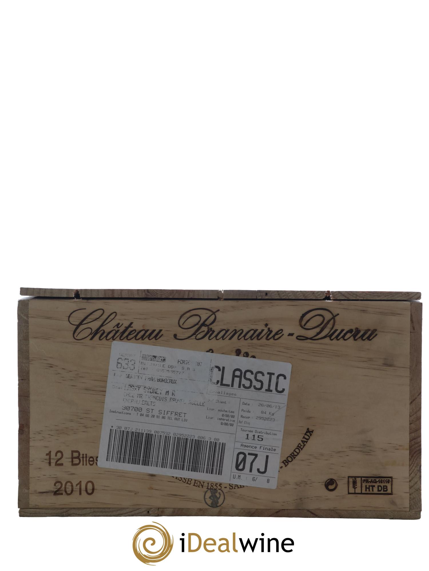 Château Branaire Ducru 4ème Grand Cru Classé 2010 - Lot de 12 bouteilles - 1