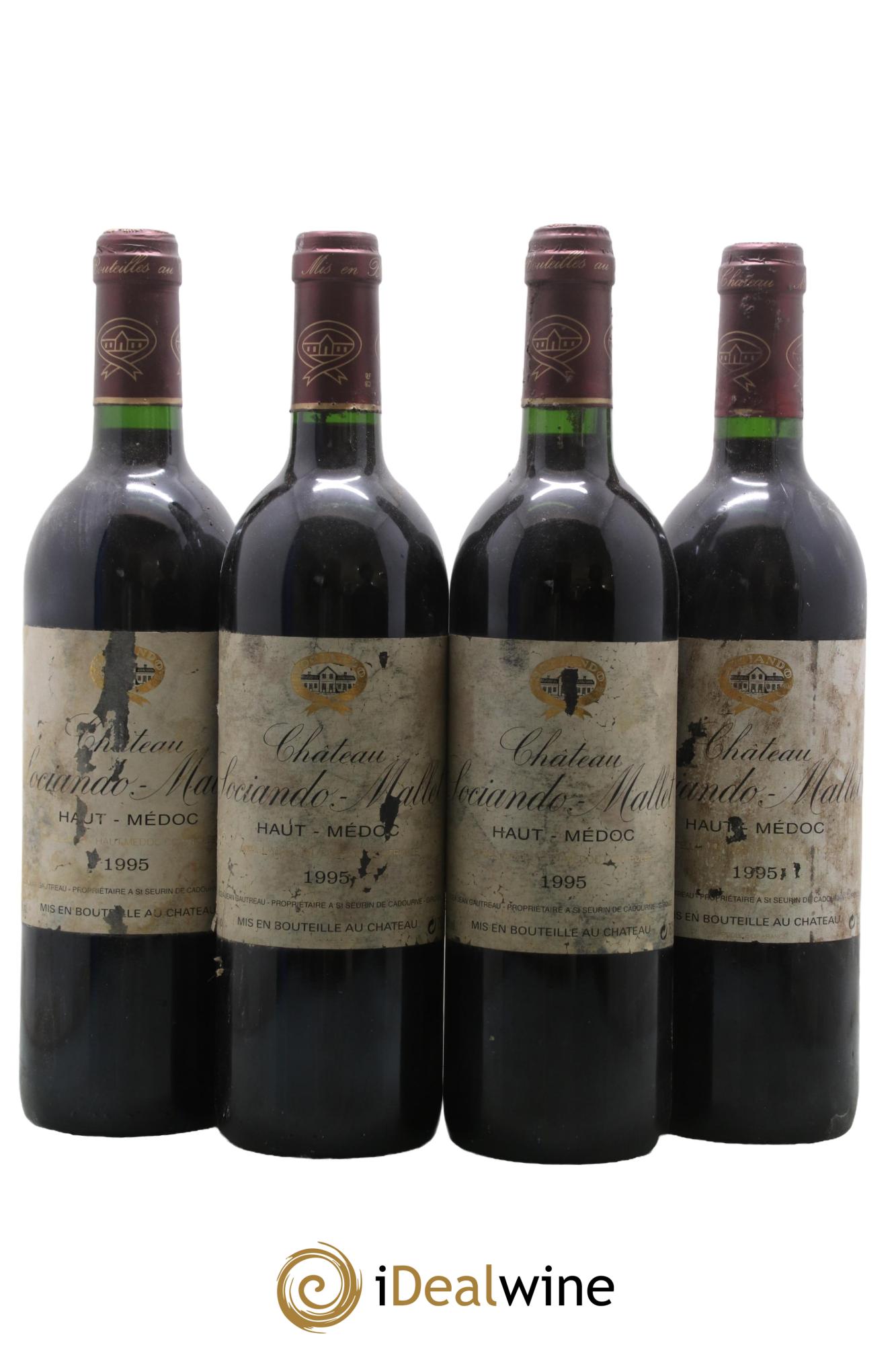 Château Sociando Mallet 1995 - Lot de 4 bouteilles - 0