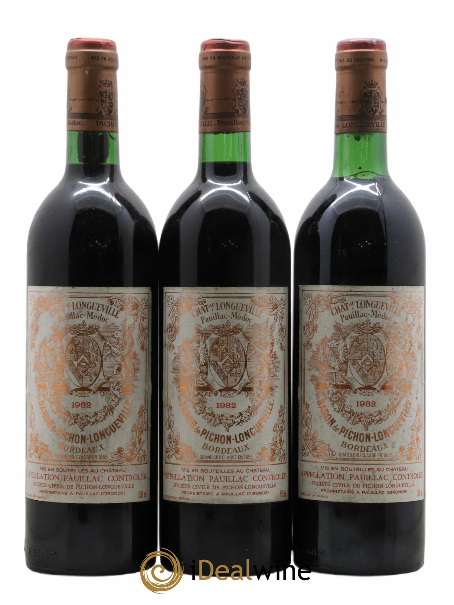 Pichon Longueville Baron 2ème Grand Cru Classé 1982 - Lot de 3 bouteilles - 0